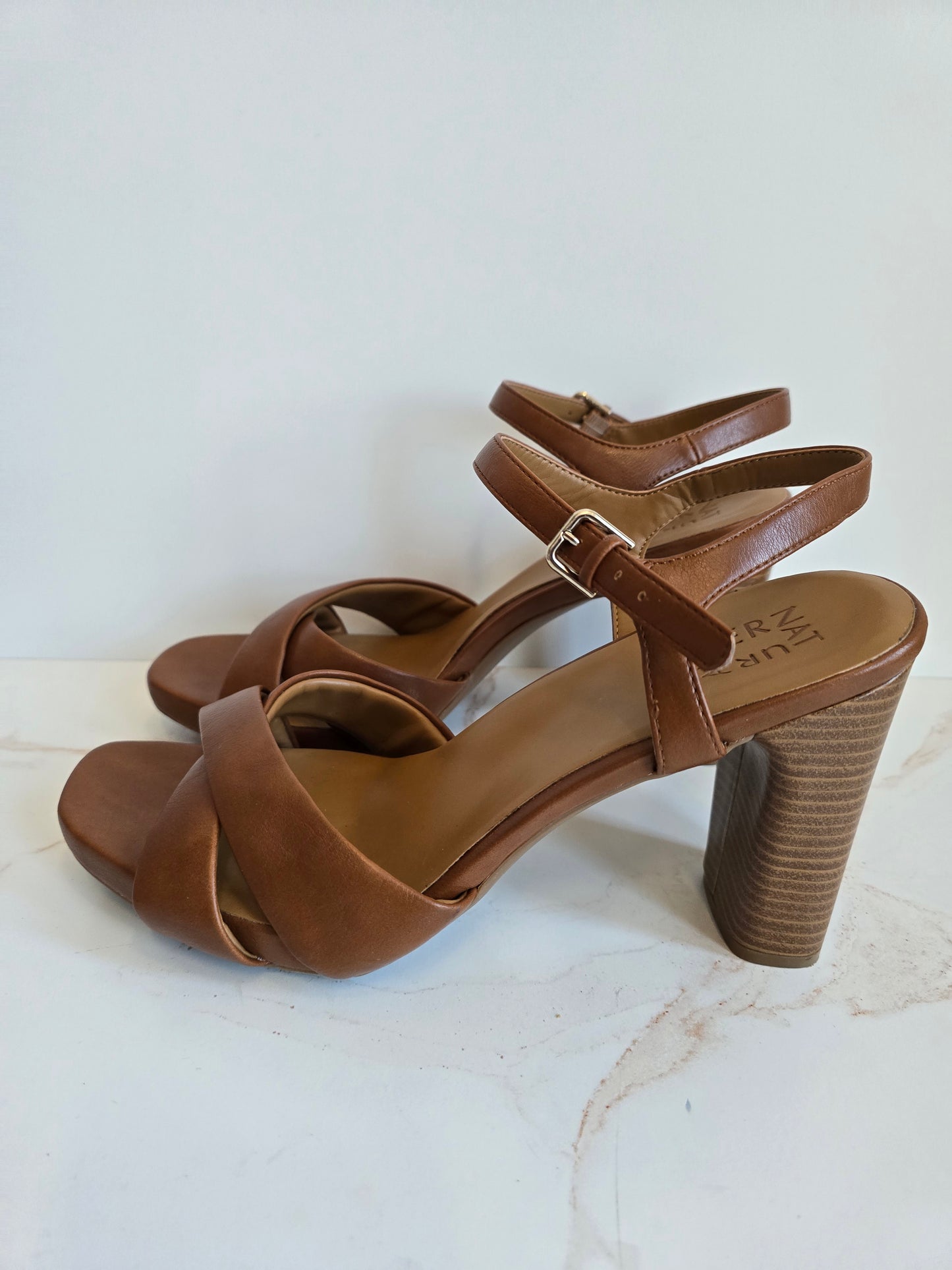 Naturalizer Morgan Ankle Strap Platform Brown Sandal Sz 12