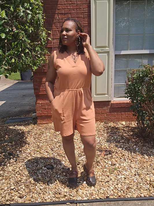 V-Neck Romper Butter Orange