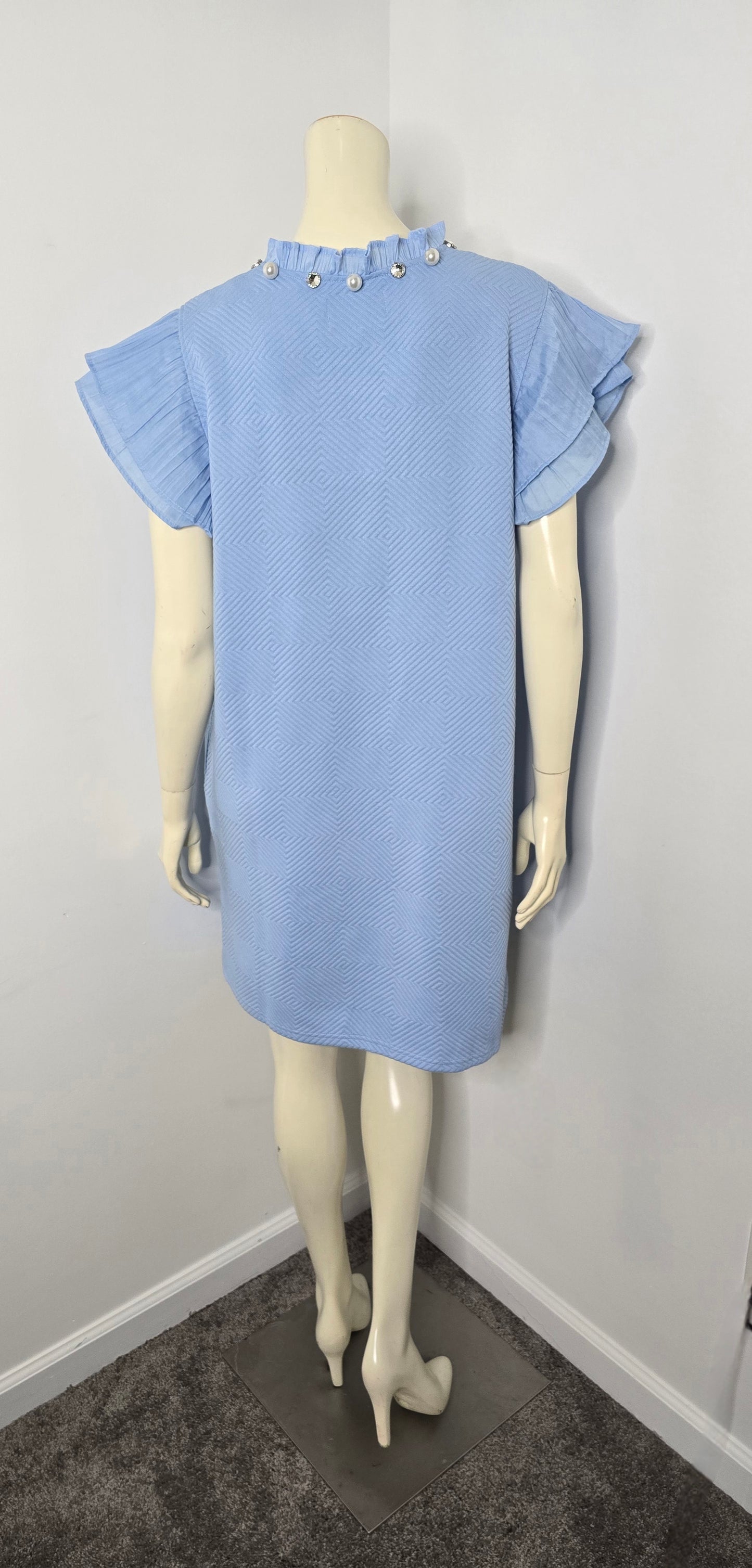 Simply Southern Quilted Embellished Dress in Baby Blue