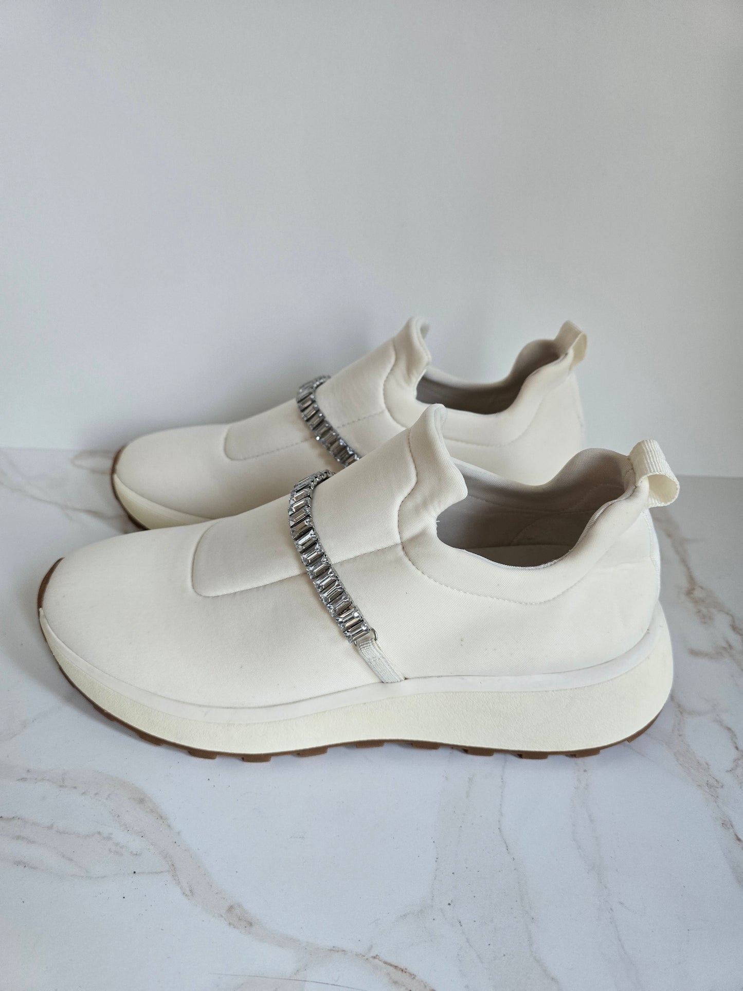 Nordstrom Rack Embellished White Slip-On Sneakers Sz 8