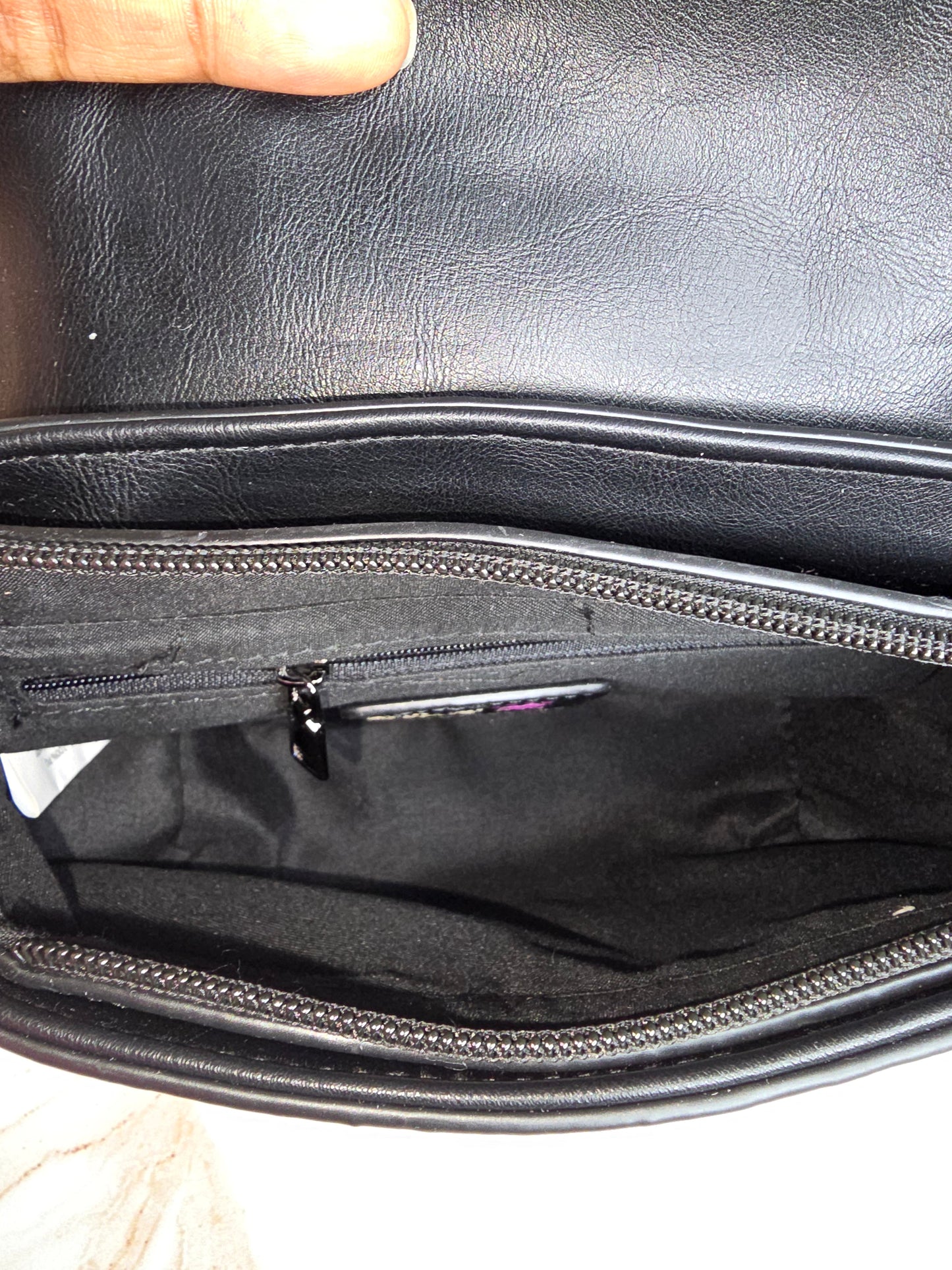 Black Faux Leather Saddle Bag