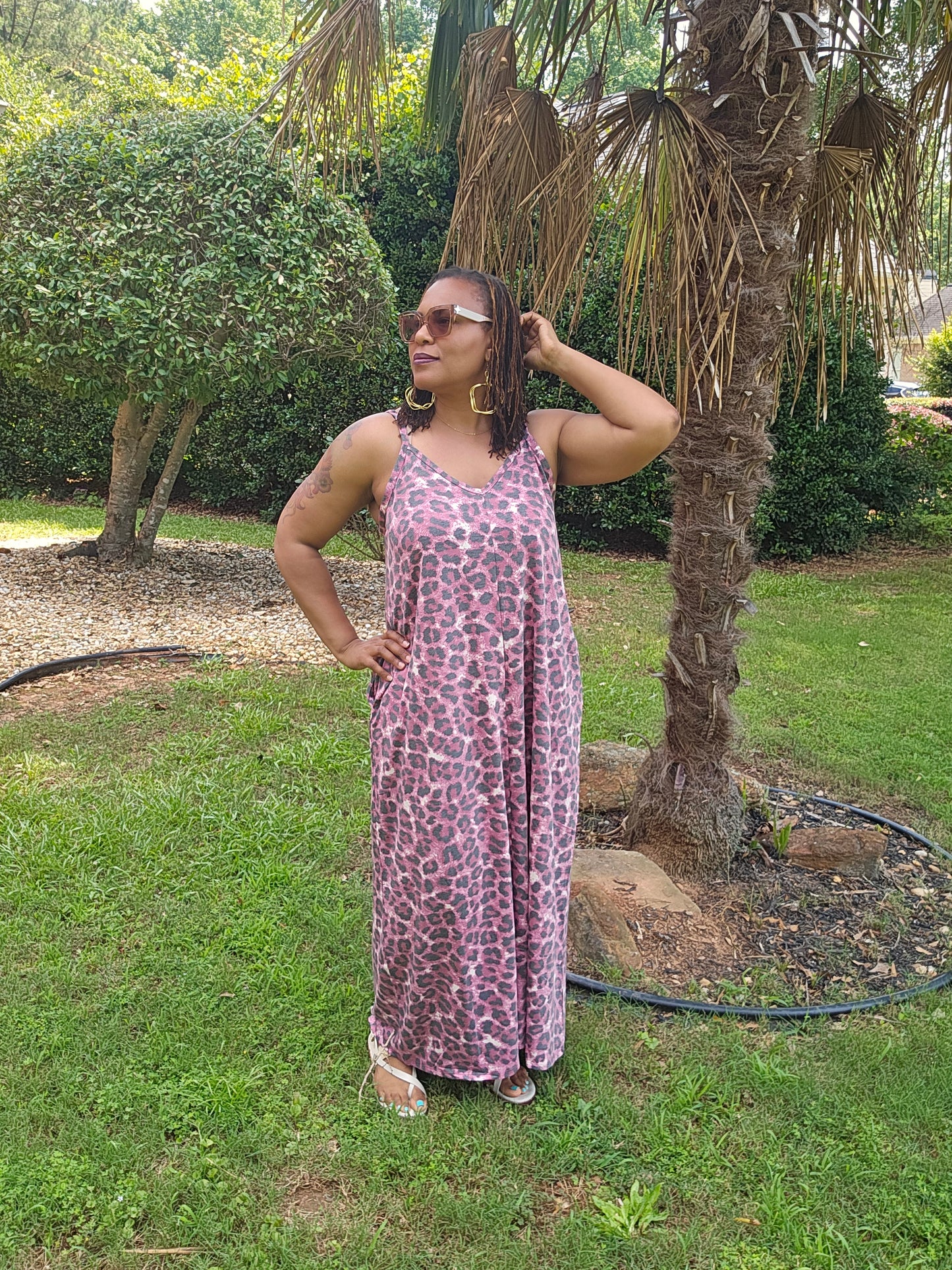 Pink Animal Print Maxi Dress