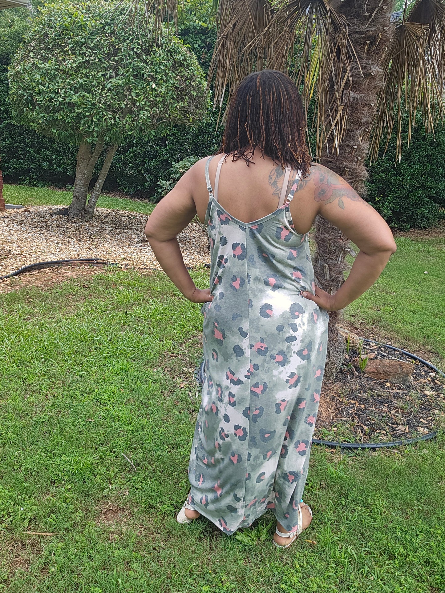 Olive Animal Print Maxi Dress