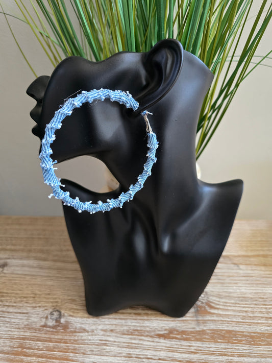 Denim Large Hoop Earrings