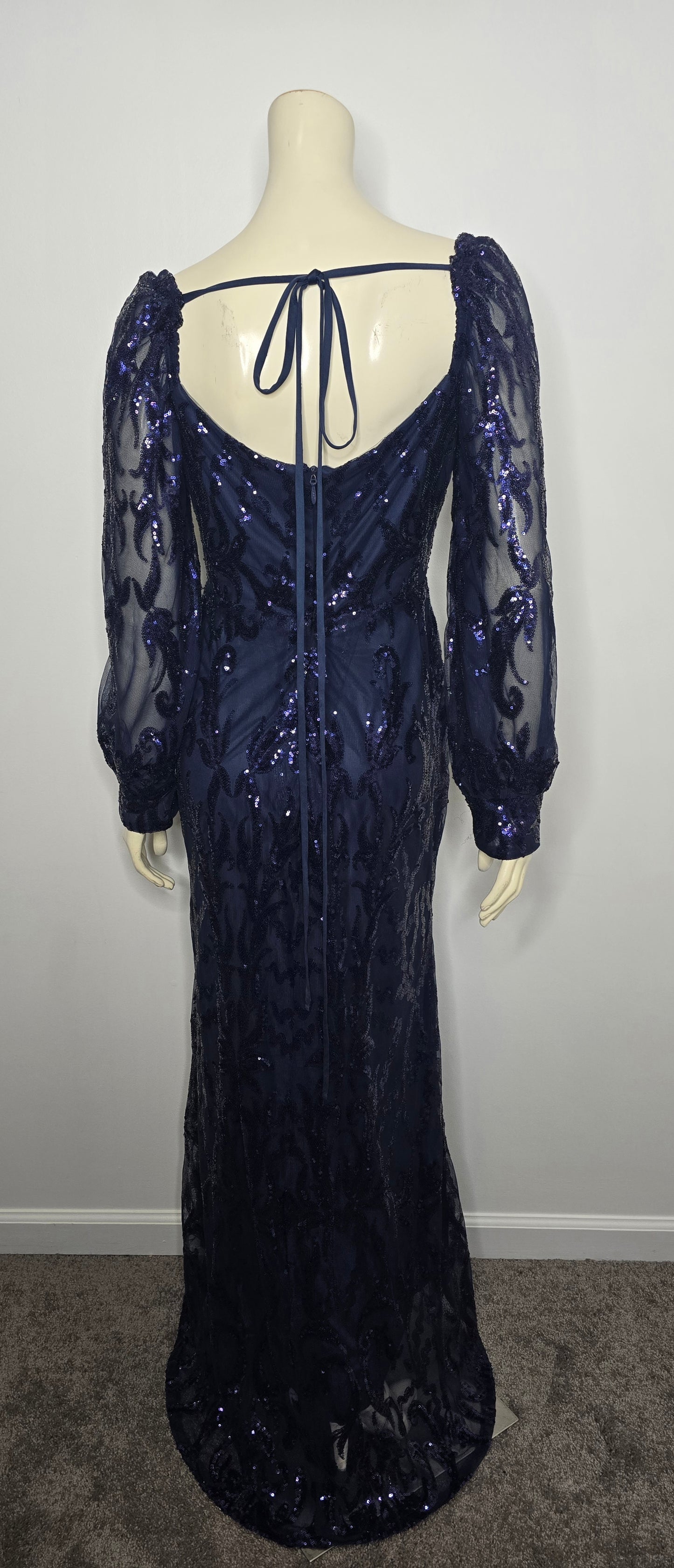 Imcactor Blue Sequin Gown With Split Sz 12 (Best Fit Sz 10)