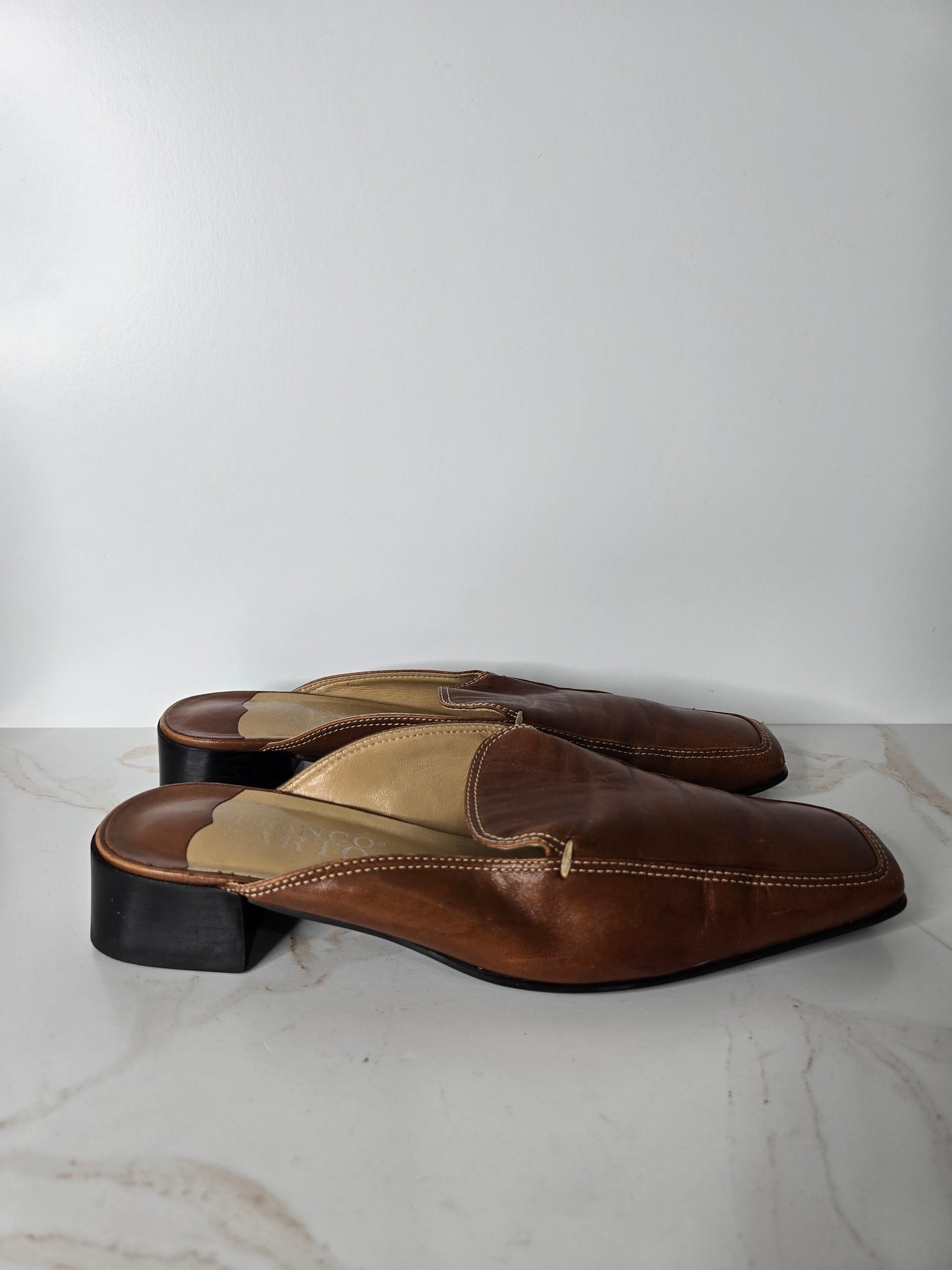 Franco Sarto Brown Leather Mule Sz 9