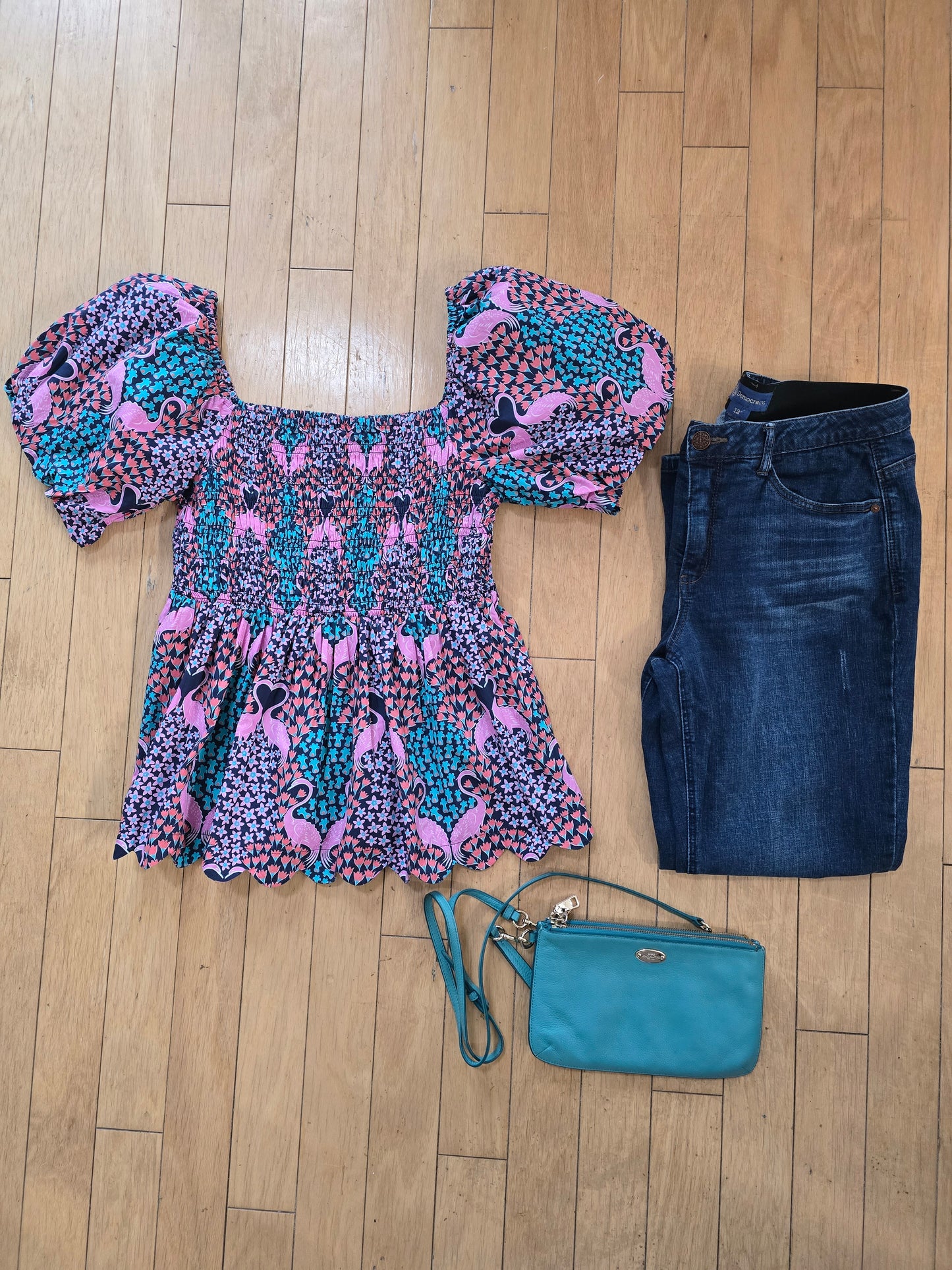 Simply Southern Puff Sleeve Tropical Top
