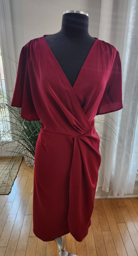 BloomChic Burgundy Faux Wrap Dress Sz 18/20