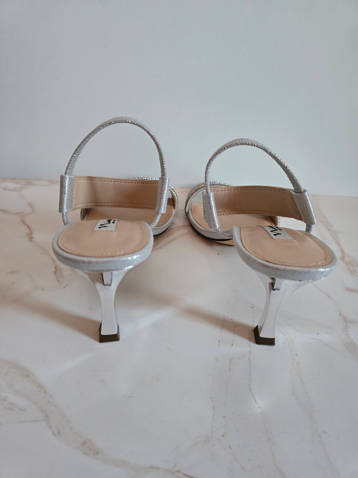 Nina Silver Bling Kitten Heels Sz 8.5M
