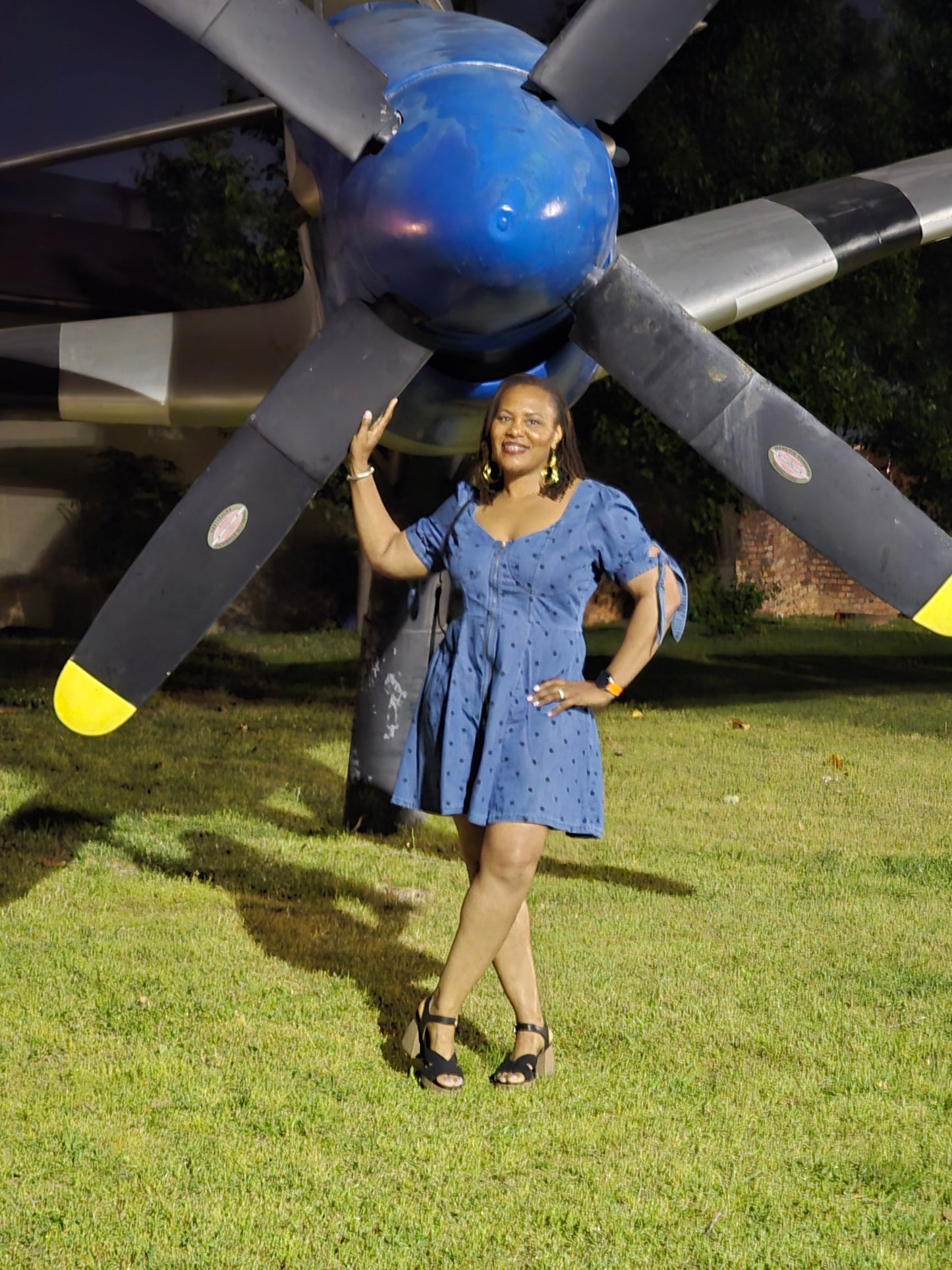 Fashion To Figure Denim Polka Dot Dress Sz 0X (Sz XXL)