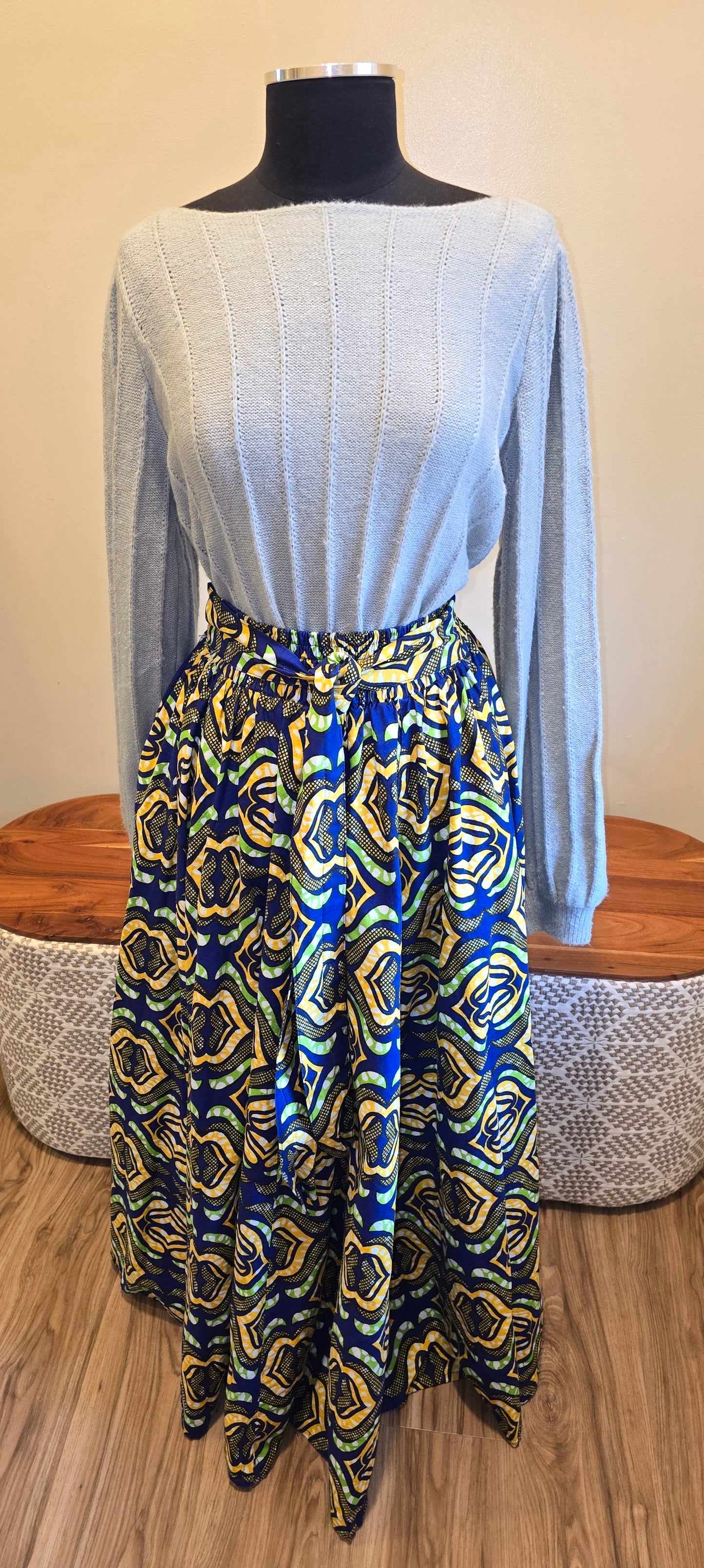 African Violet Ankara Maxi Skirt One Size