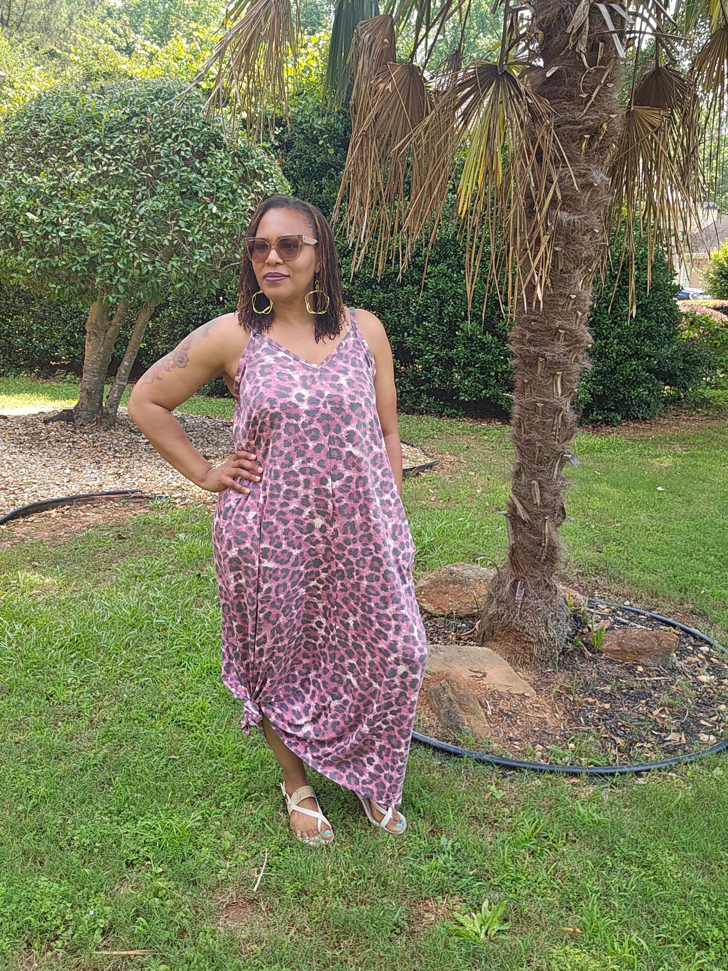 Pink Animal Print Maxi Dress