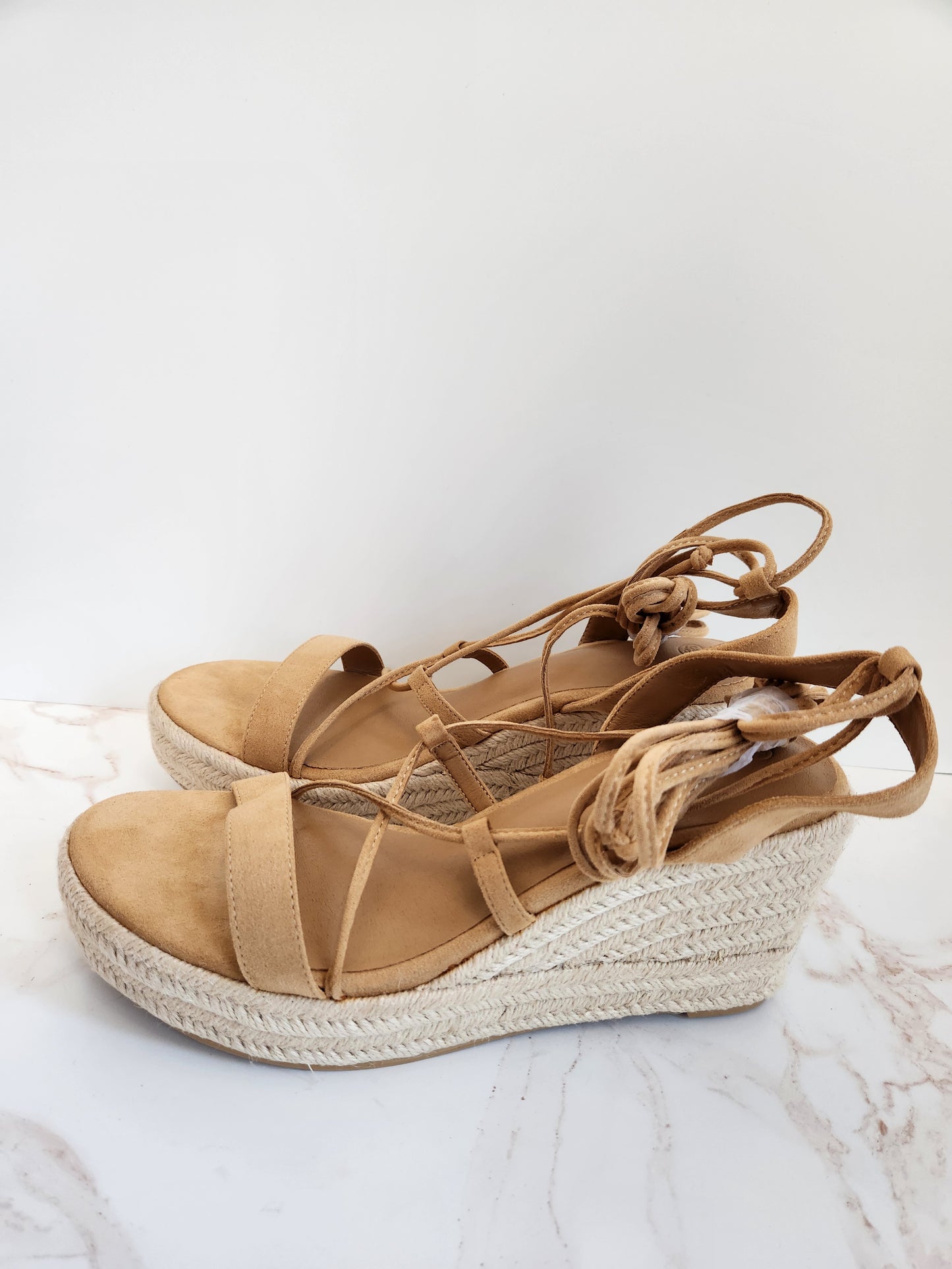 Faux Suede Wedge Strappy Sandal Sz 9.5