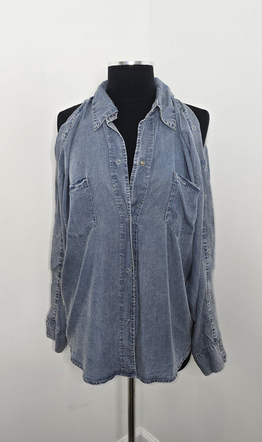 Snap Sleeve Denim Shirt Sz S (fits up to M)