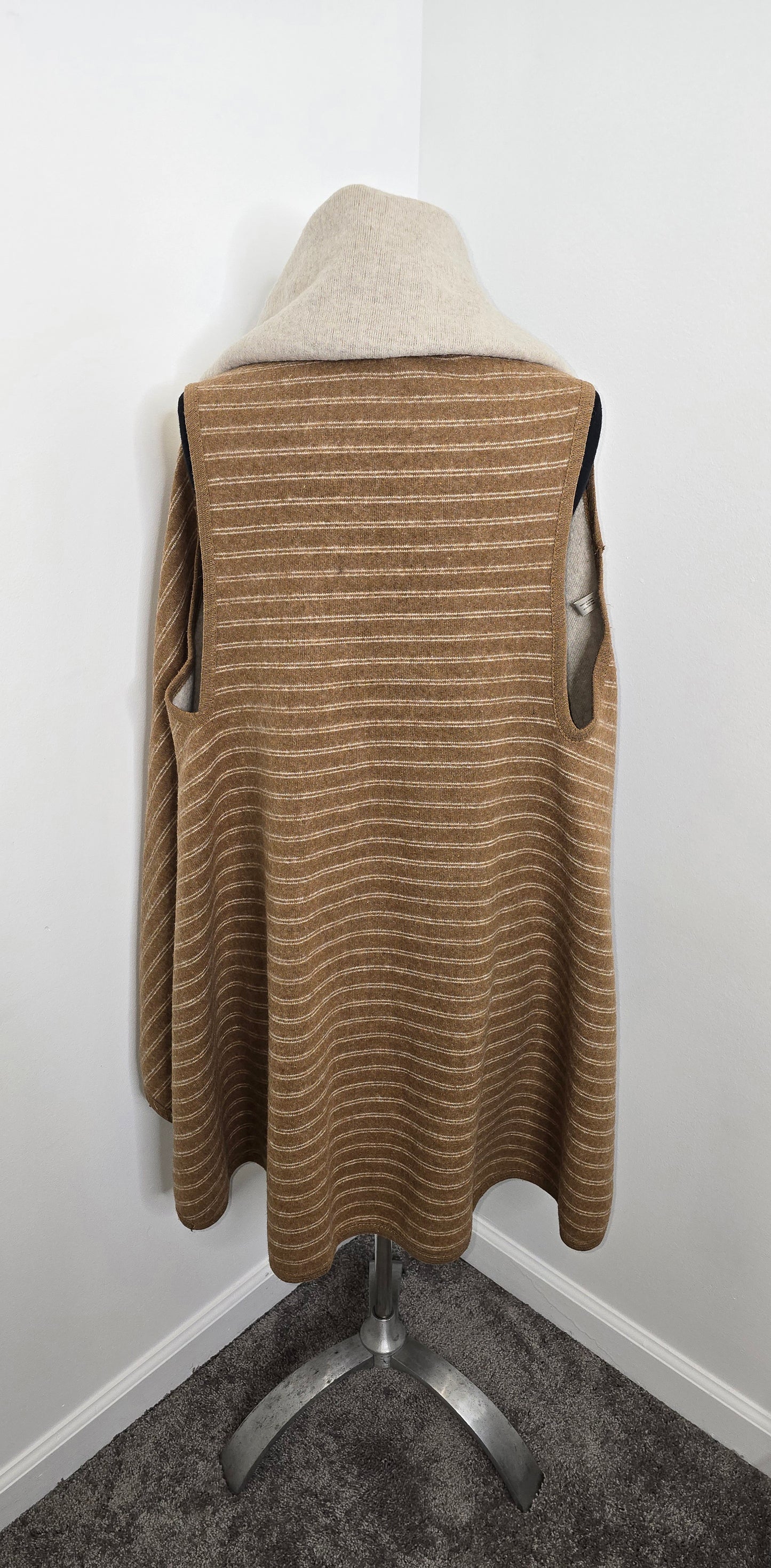 Brown Striped Shawl Vest One Size (fits up to 1X)