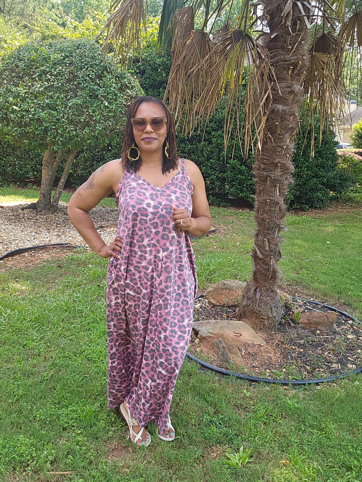 Pink Animal Print Maxi Dress