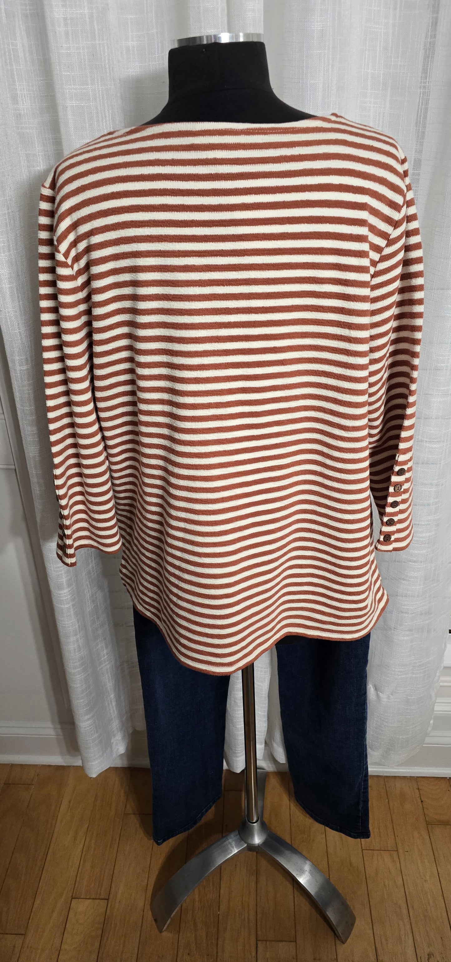 J. Jill Striped Square Neck Top Sz XL