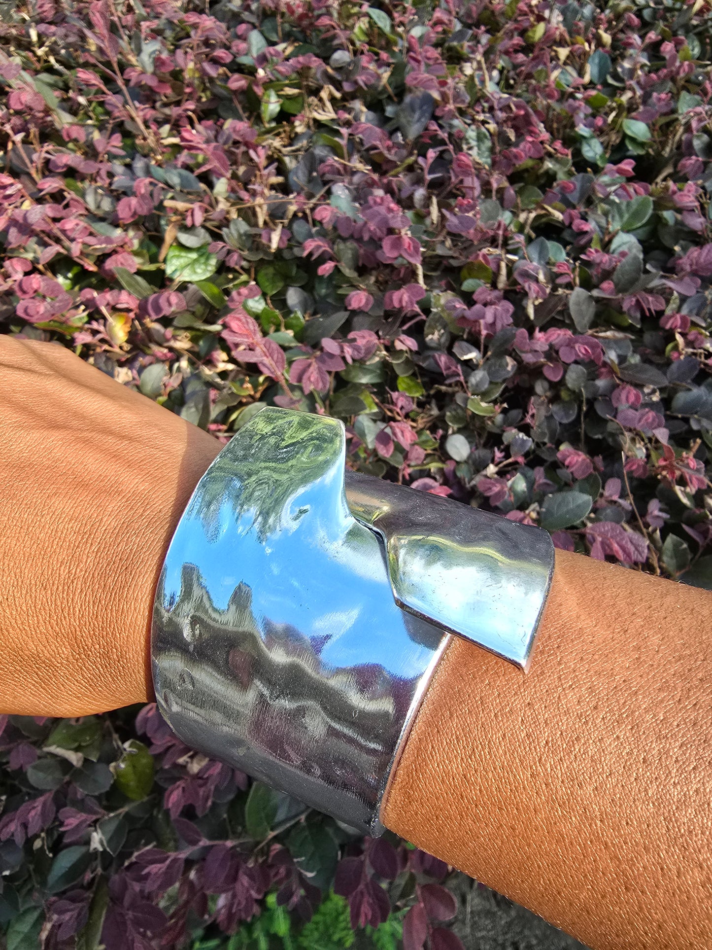 Overlapping Silver Hammered Cuff