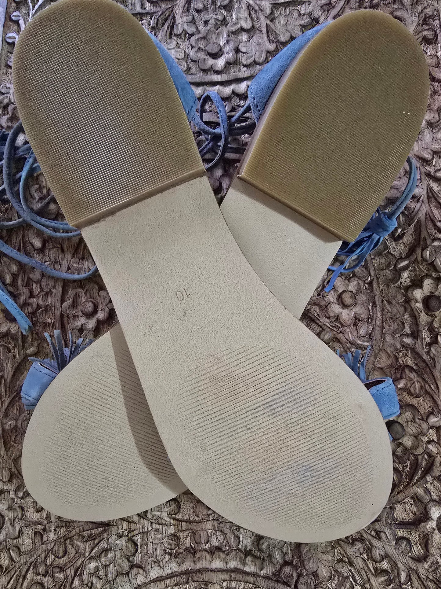 Steve Madden Blue Suede Fringe Sandals Sz 10