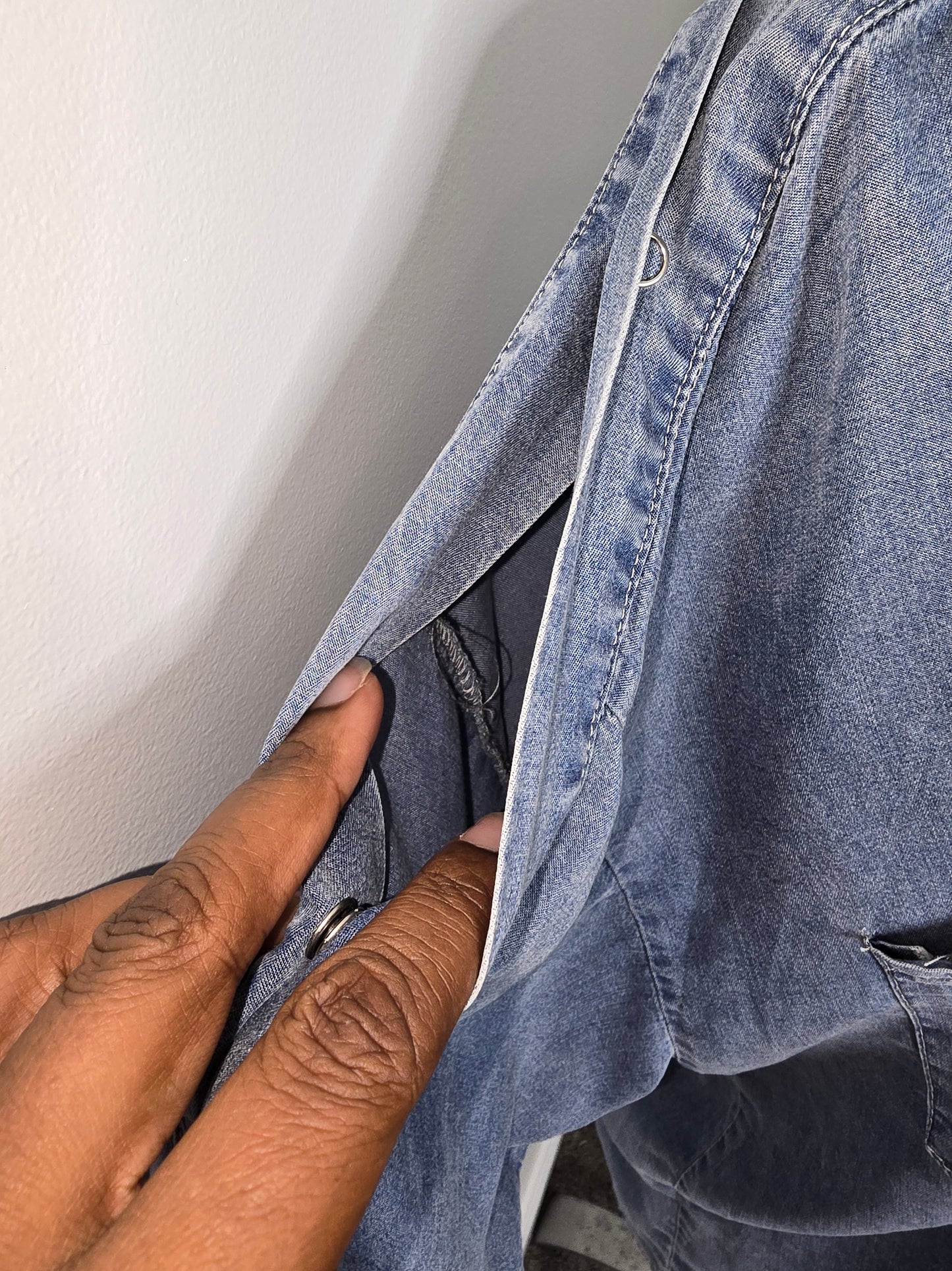 Snap Sleeve Denim Shirt Sz S (fits up to M)
