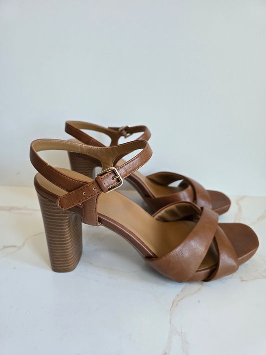 Naturalizer Morgan Ankle Strap Platform Brown Sandal Sz 12