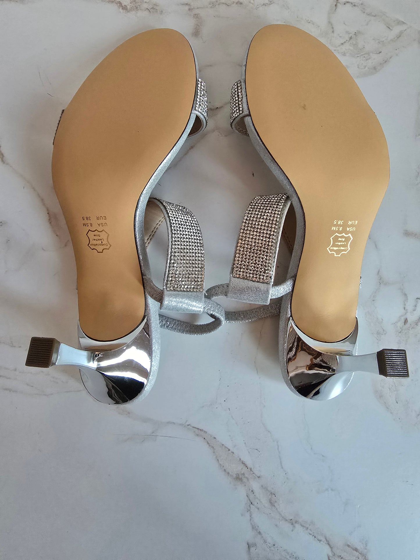 Nina Silver Bling Kitten Heels Sz 8.5M