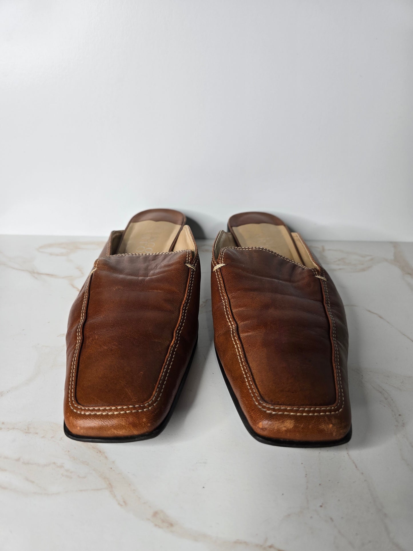 Franco Sarto Brown Leather Mule Sz 9
