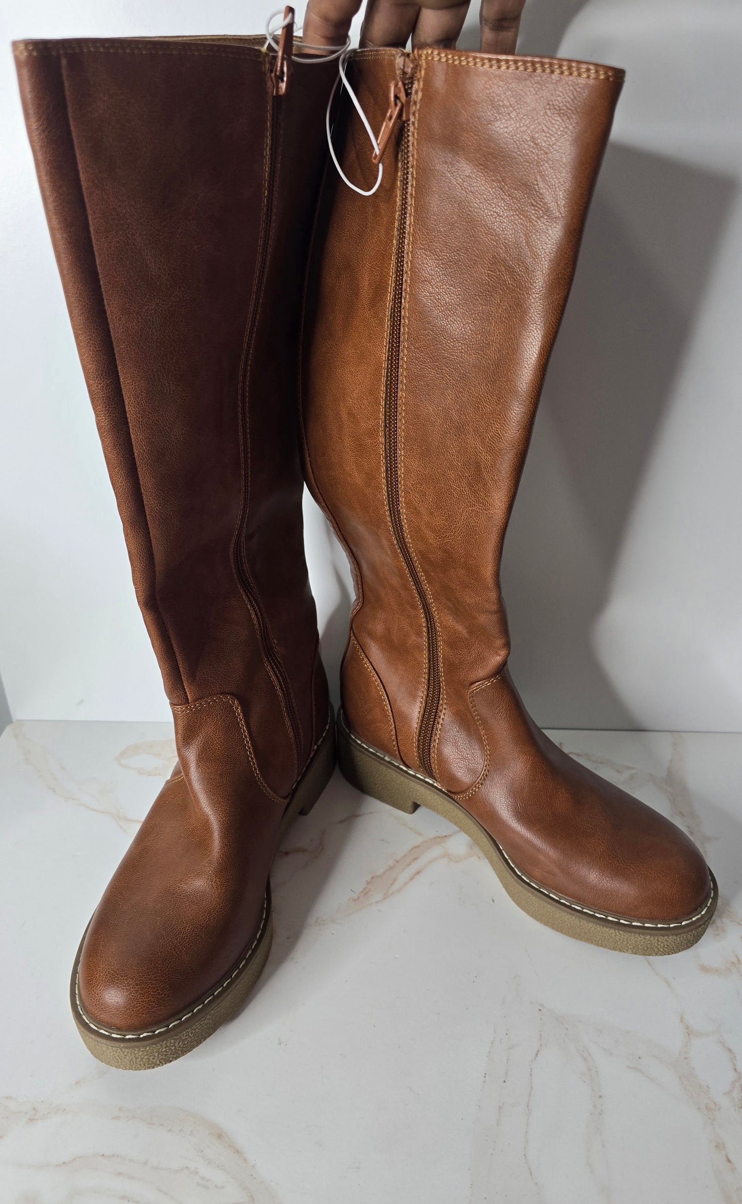 Universal Thread Cognac Faux Leather Boots Sz 6.5