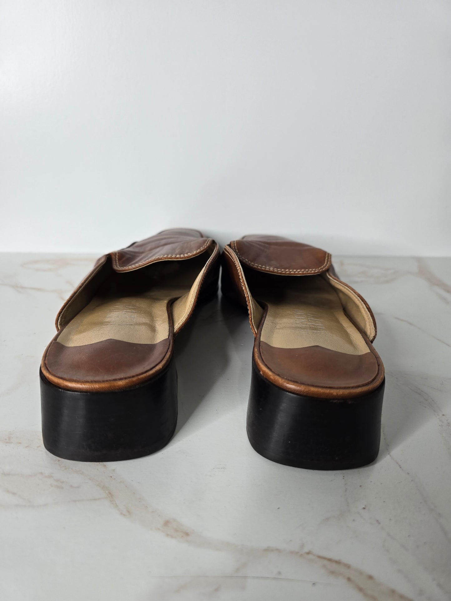 Franco Sarto Brown Leather Mule Sz 9