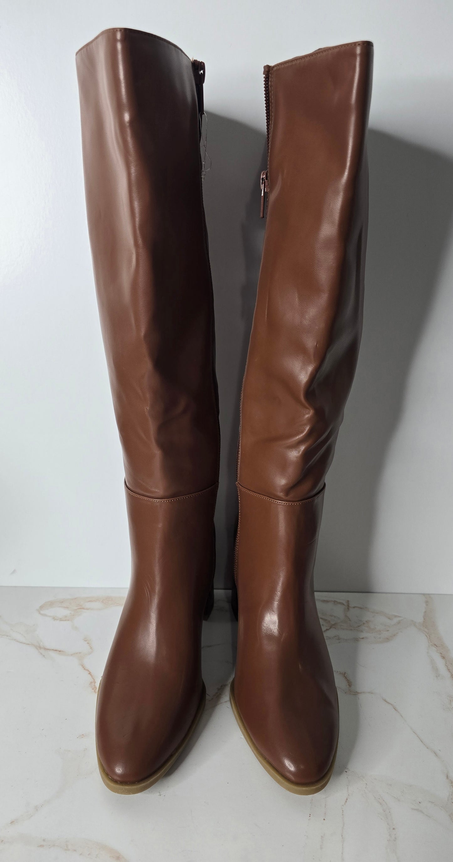A New Day Brown Block Heel Boots Sz 6.5