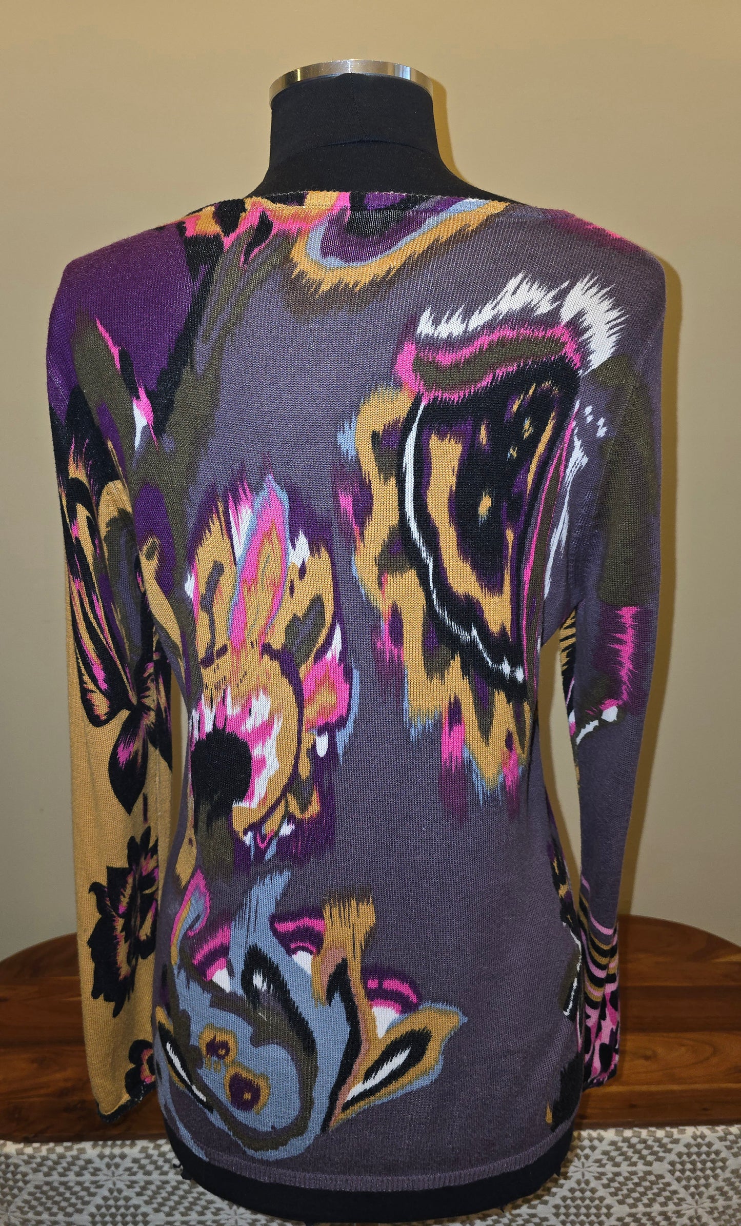 Rara Avis by Iris Apfel Knit Owl Multi-Colored Top Sz S/M