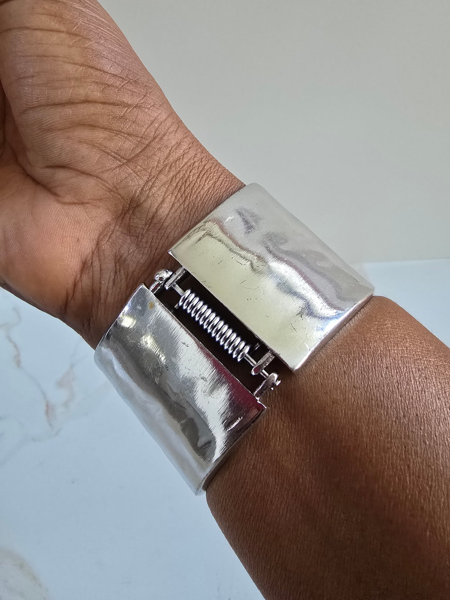 Overlapping Silver Hammered Cuff