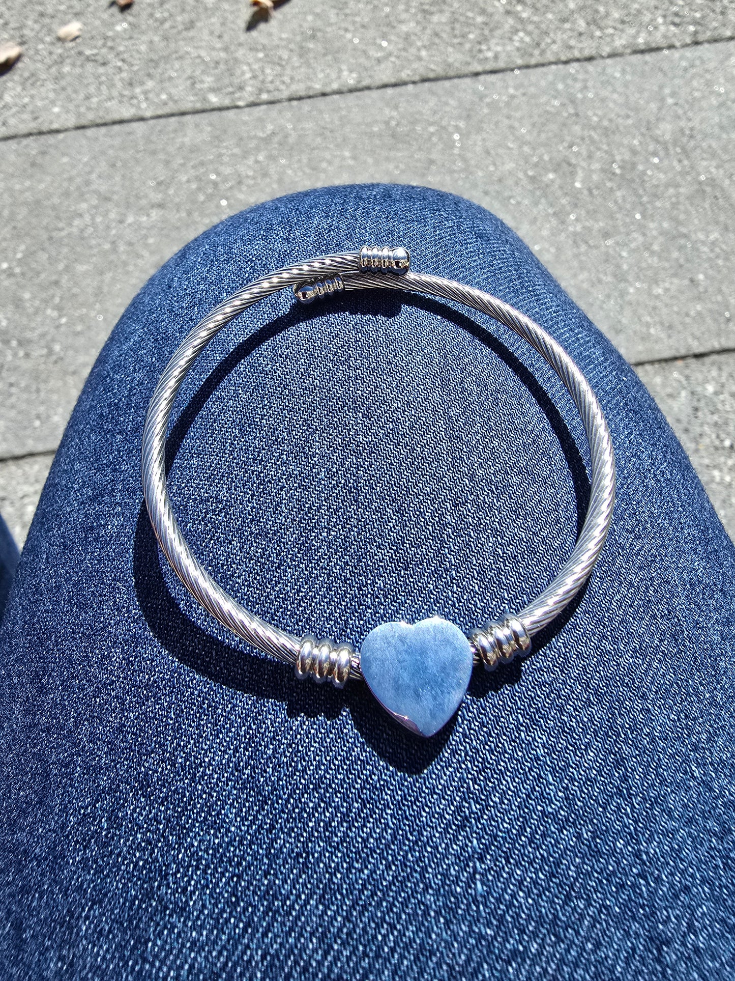 Heart Stainless Steel Silver Cuff Bracelet