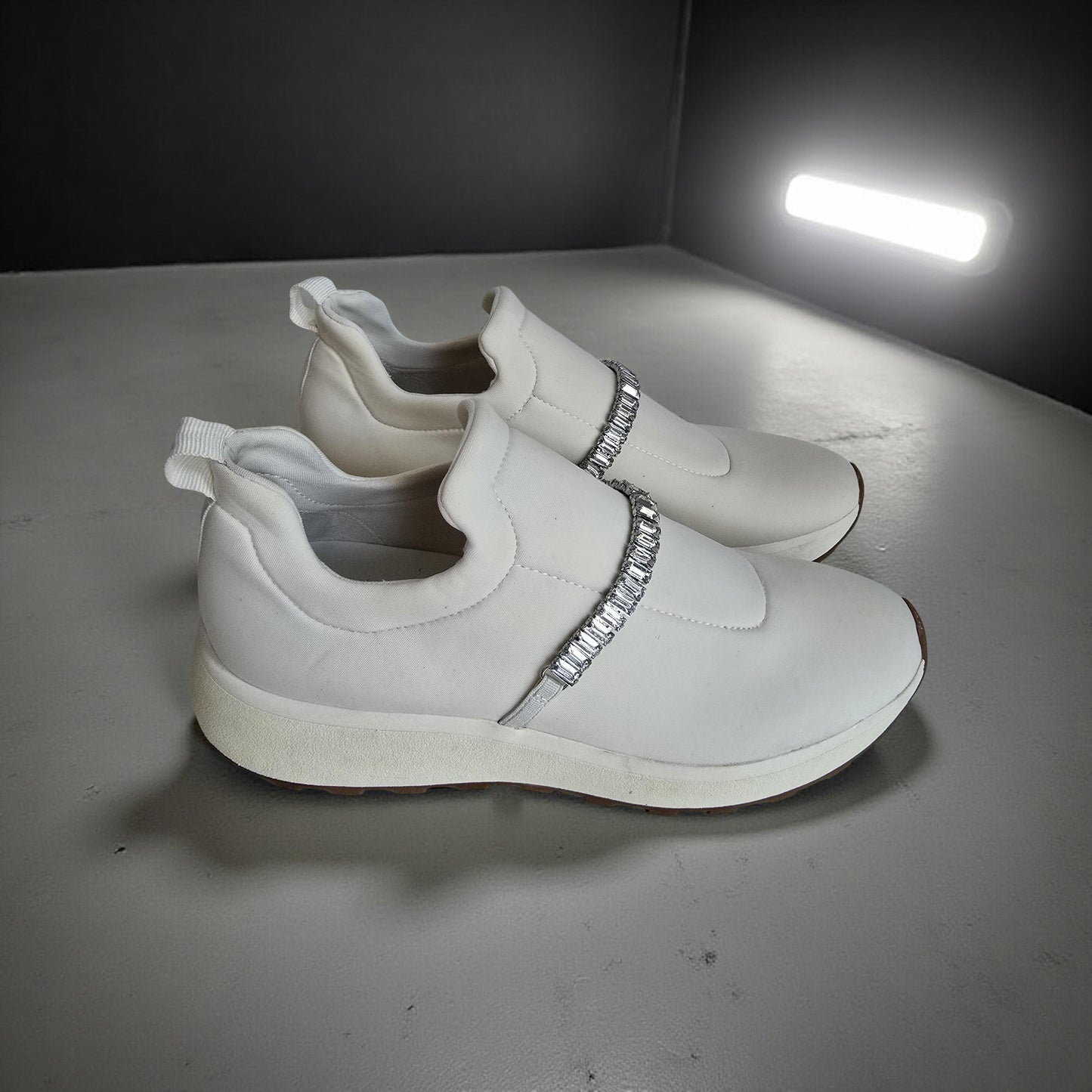 Nordstrom Rack Embellished White Slip-On Sneakers Sz 8