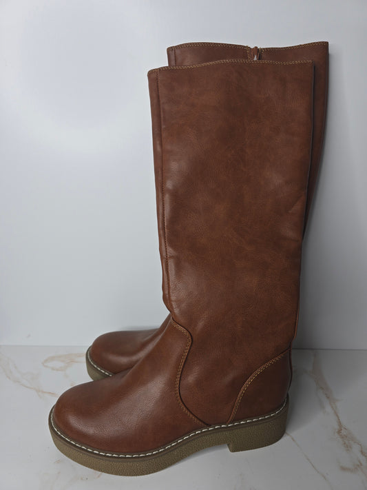Universal Thread Cognac Faux Leather Boots Sz 6.5