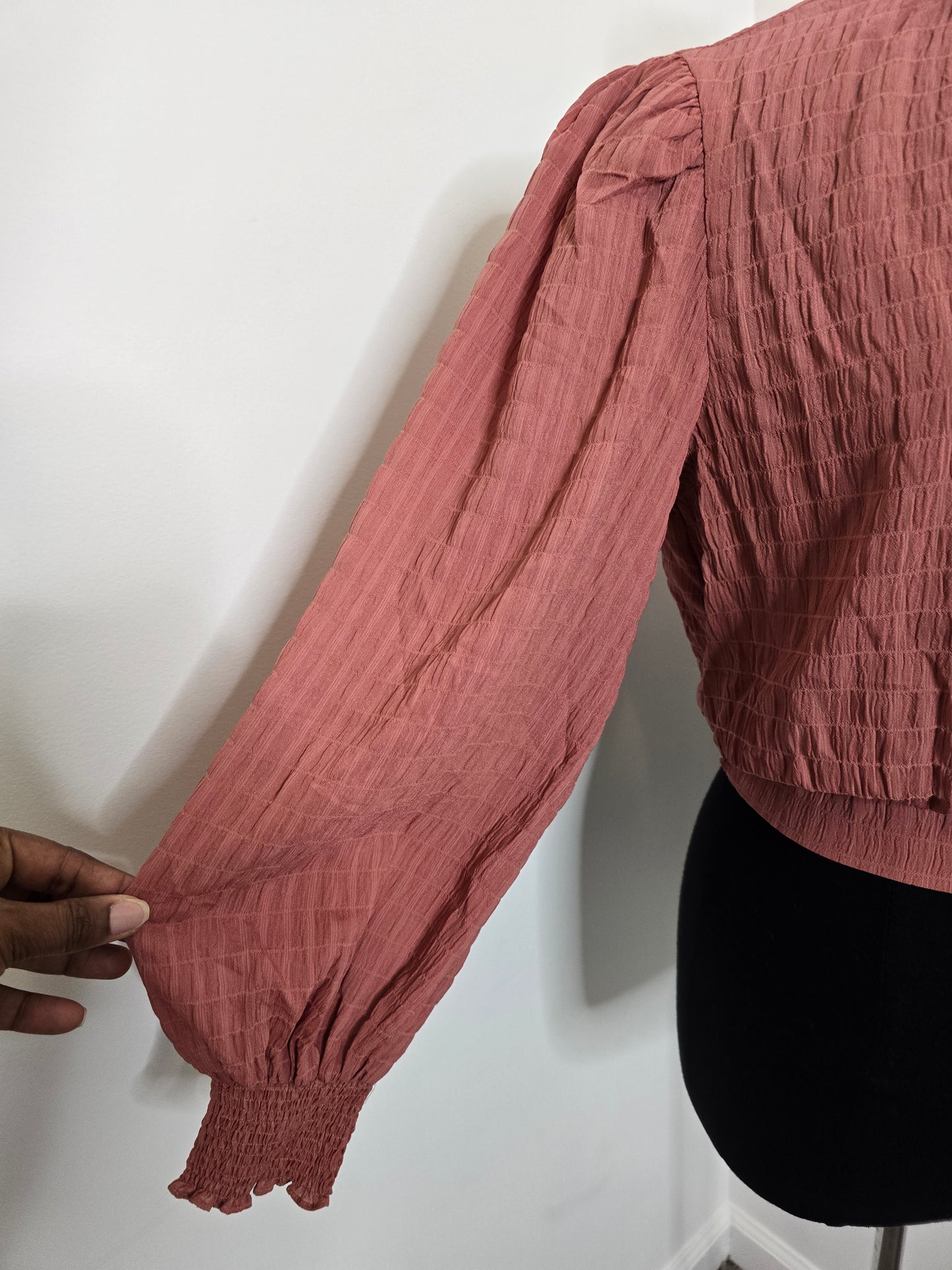 Ruffle Neck Blouse with Keyhole