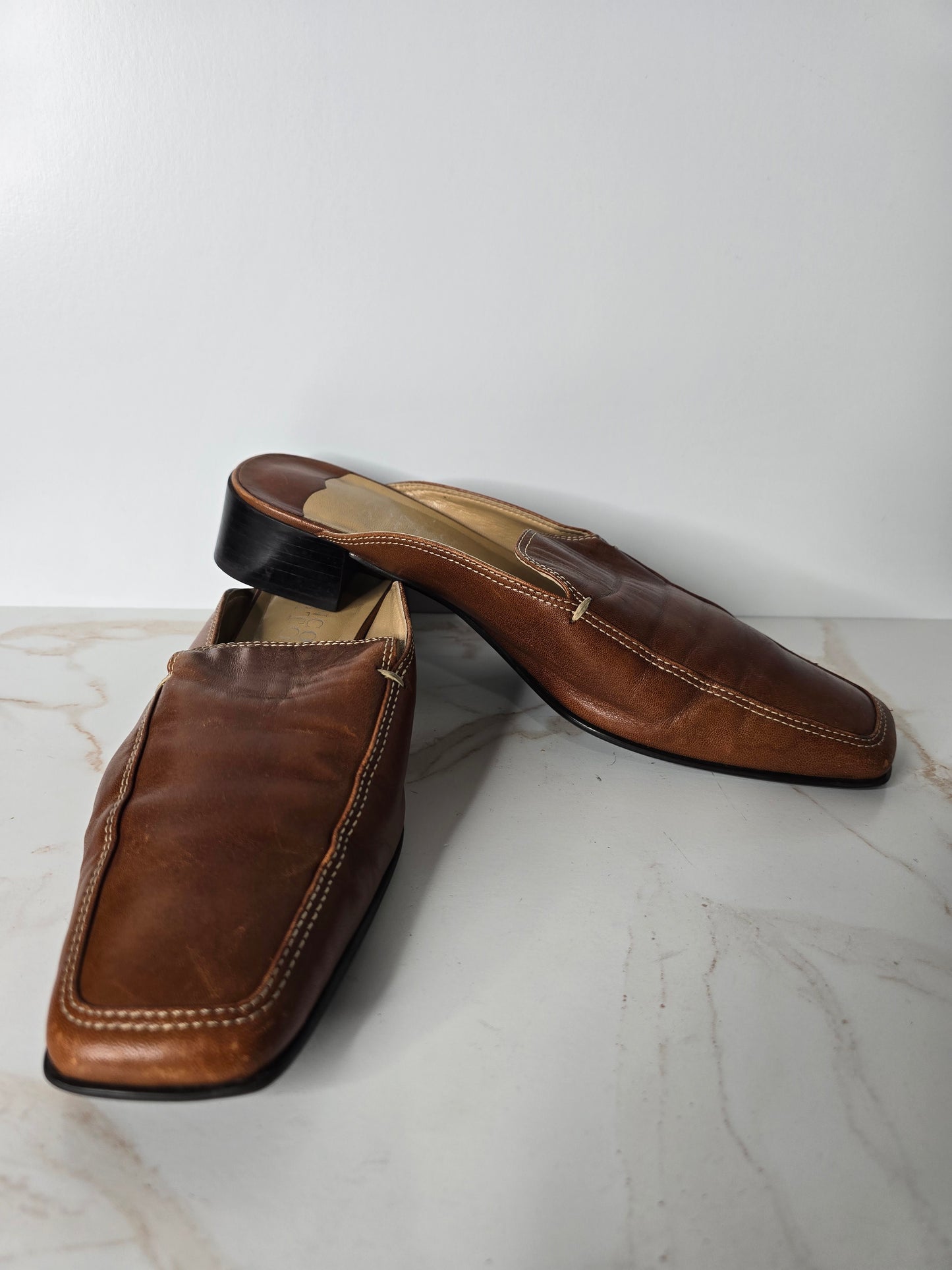 Franco Sarto Brown Leather Mule Sz 9