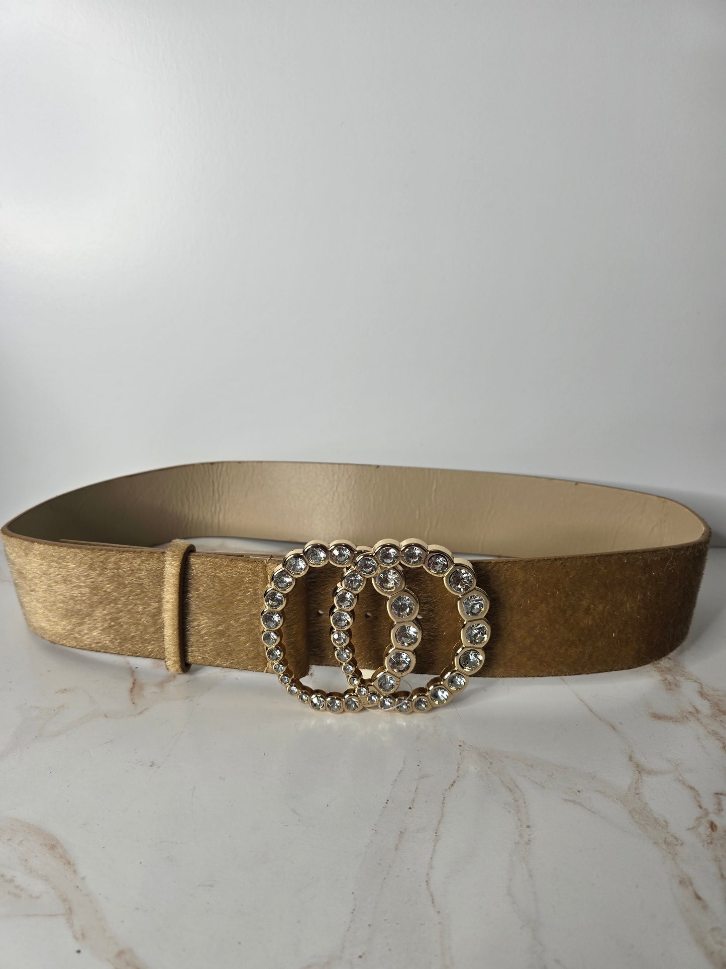 Bling Circles Faux Fur Belt fits Up To Sz 1X