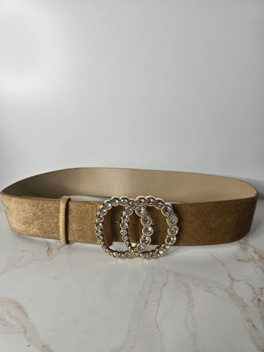 Bling Circles Faux Fur Belt fits Up To Sz 1X