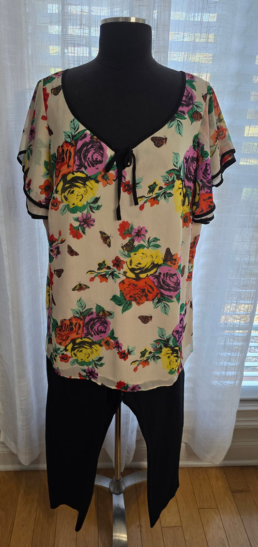 Isaac Mizrahi Live! Floral Blouse Sz 1X