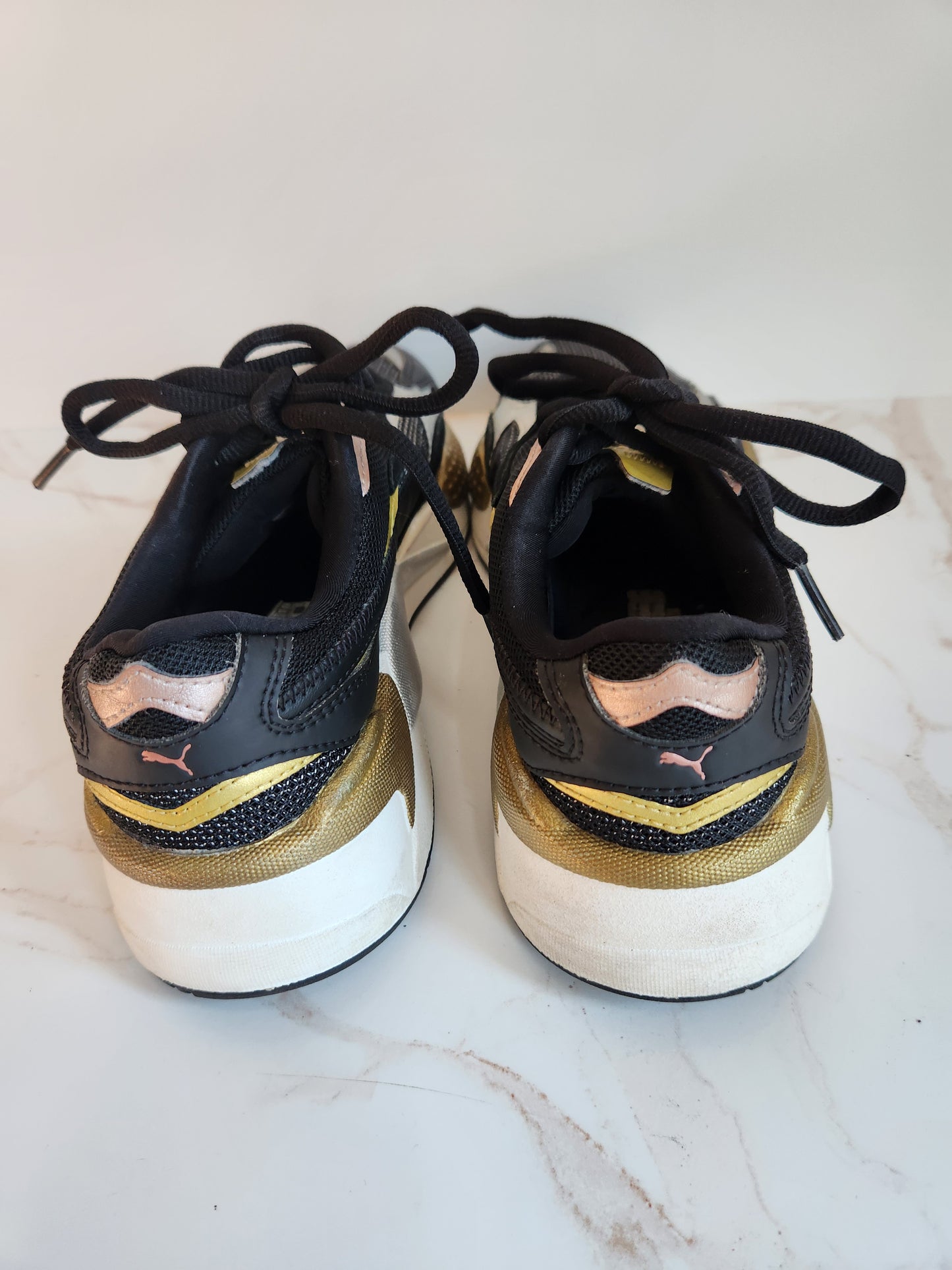 Puma RS-X3 Metallic Rose-Gold-Silver-Black Casual Running Shoes Women’s Size 7.5
