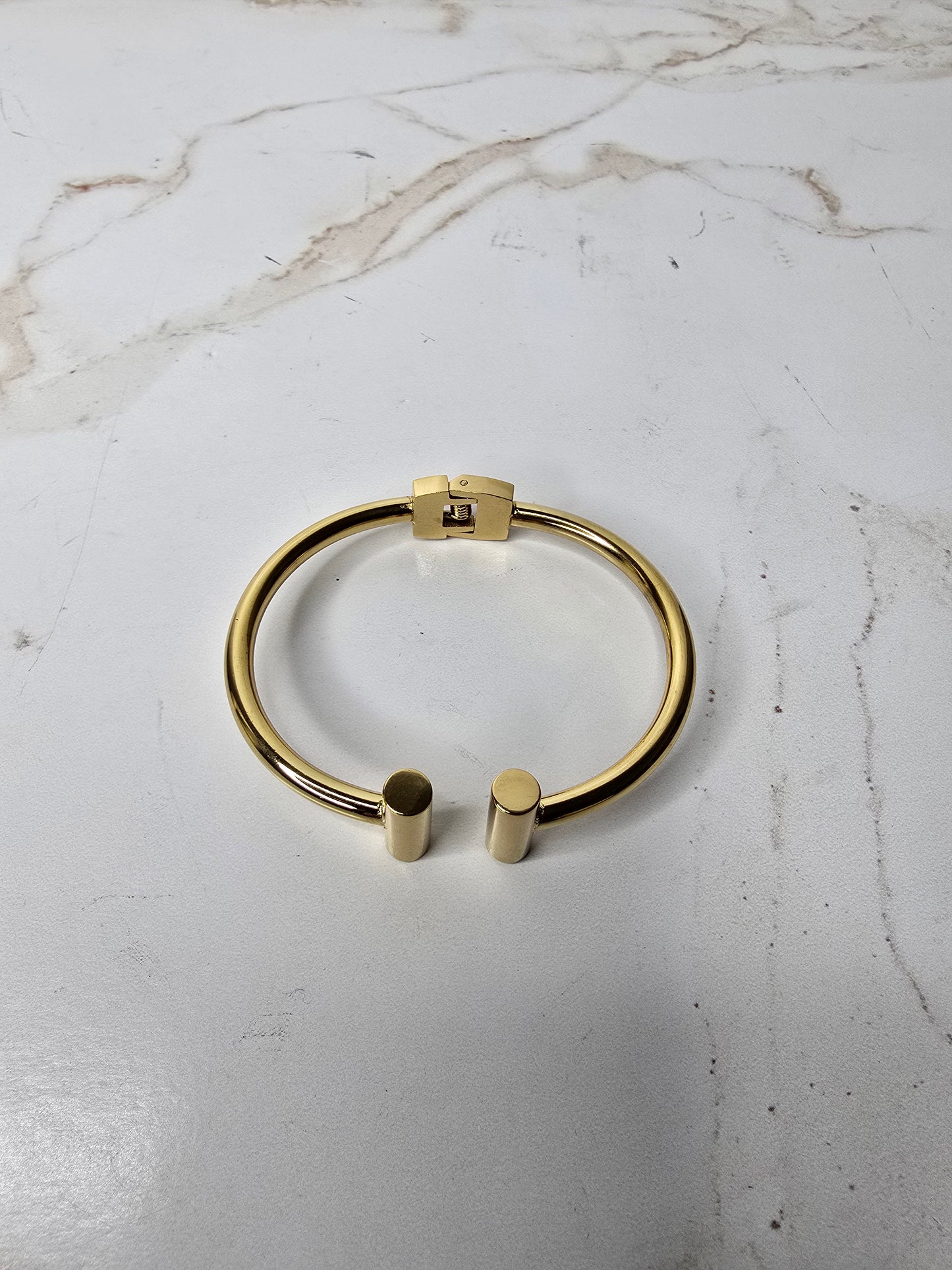 Stainless Steel Gold Hinge Cuff Bracelet