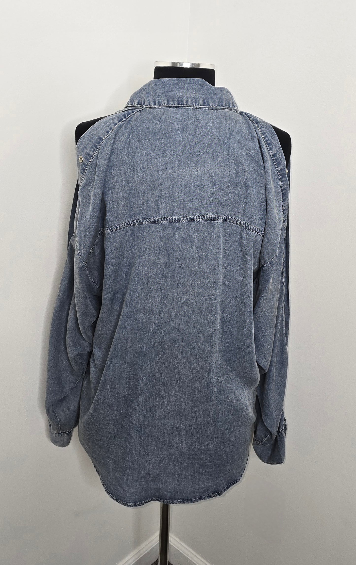 Snap Sleeve Denim Shirt Sz S (fits up to M)