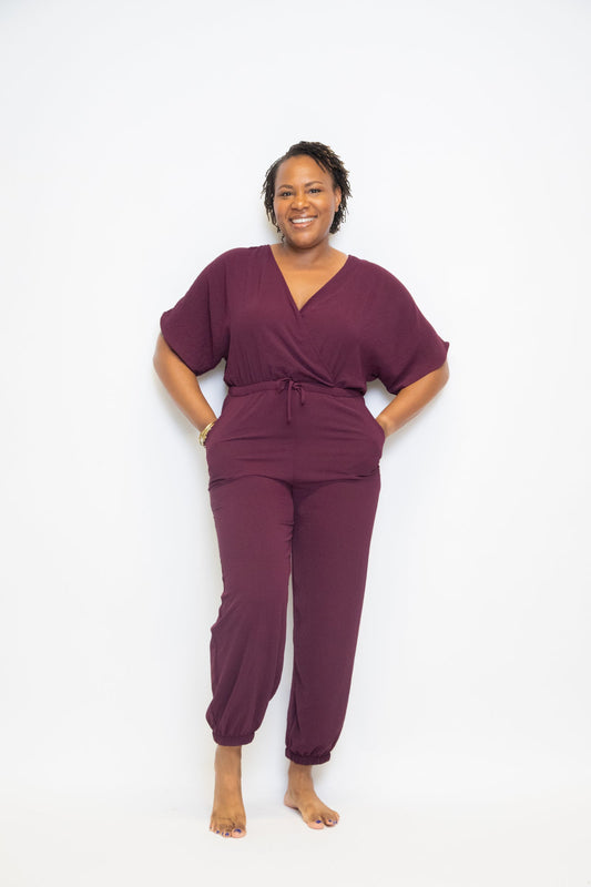 Burgundy Dressy Jumpsuit Sz S (fit up to M)