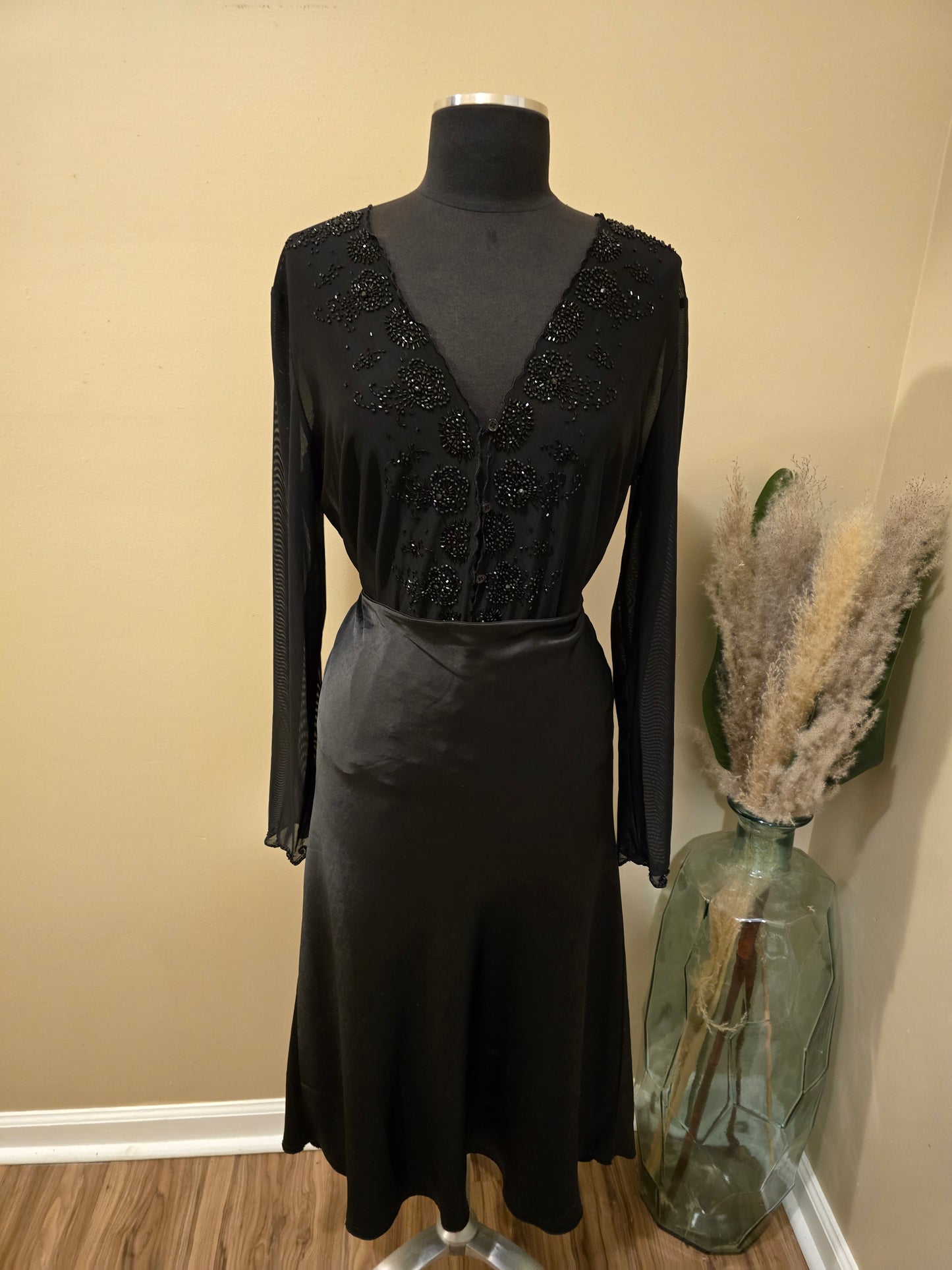 Black Sateen Slip Skirt