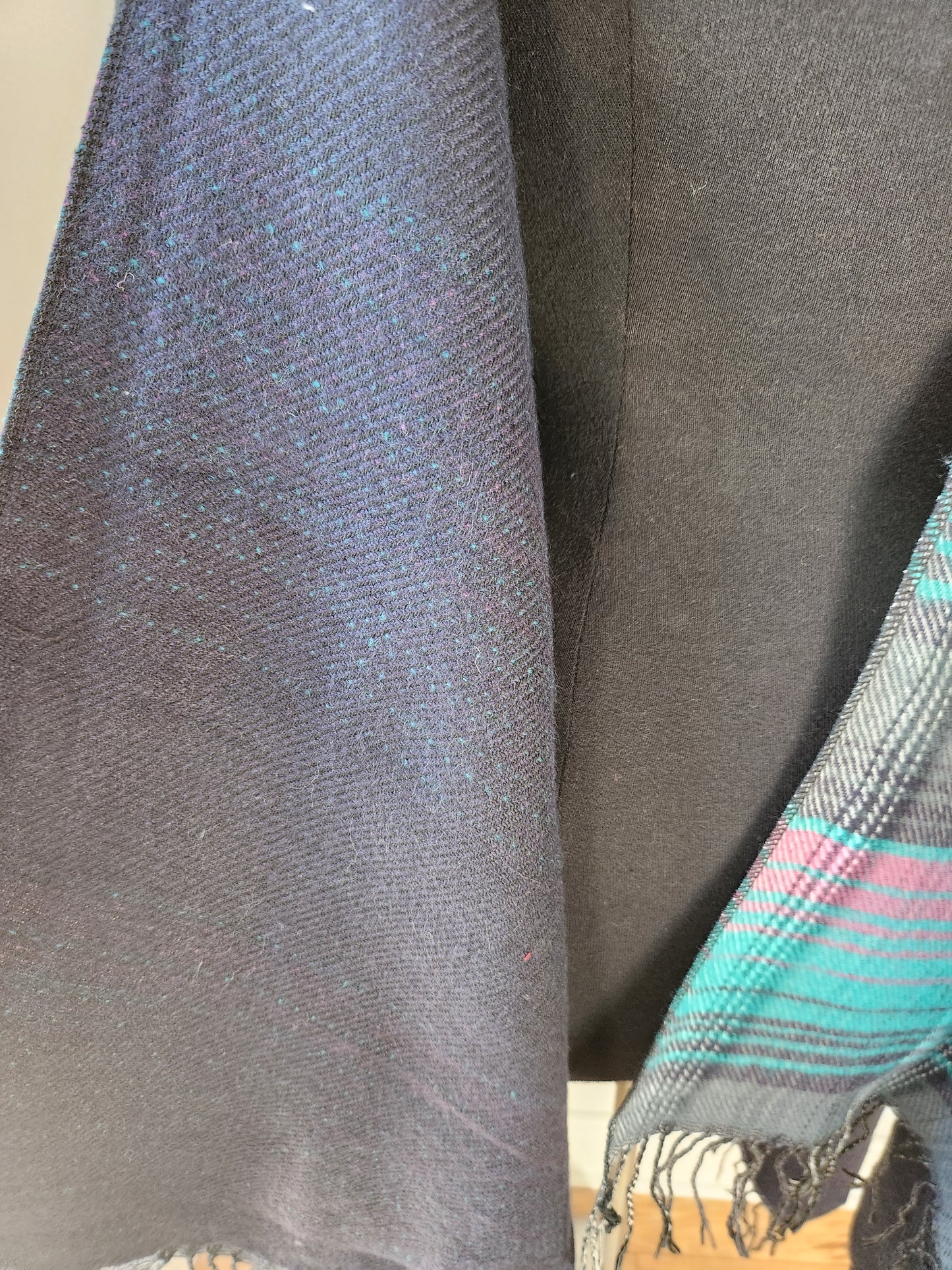 Plaid Turquoise & Purple Shawl One Size