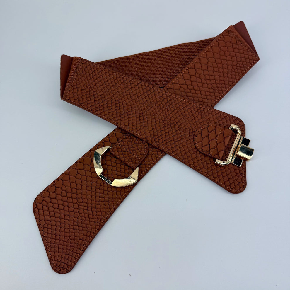 Black Faux Skin Belt Fits Sz L/XL
