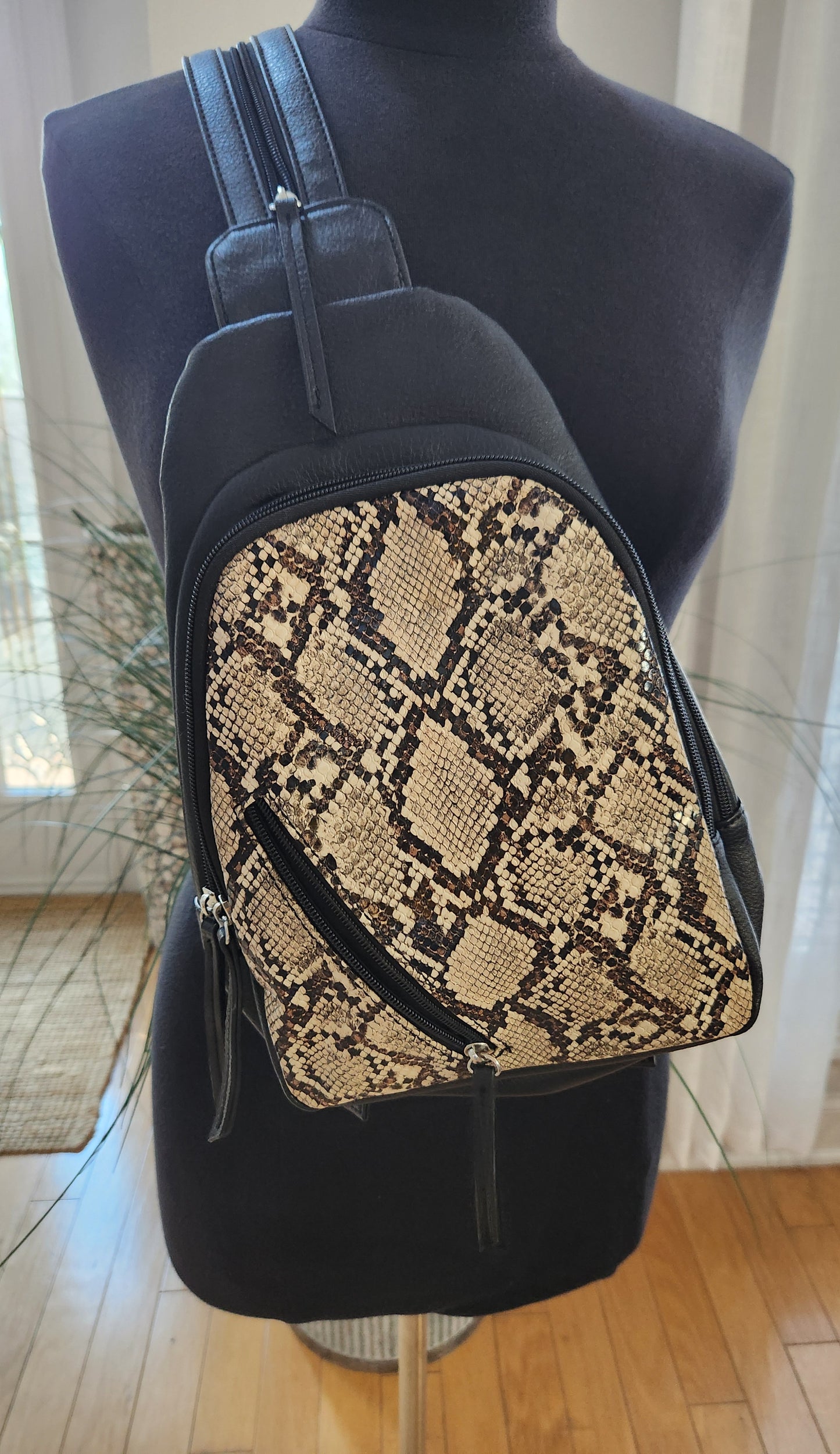 Wild Fable Faux Leather Snake Print Convertible Mini Backpack