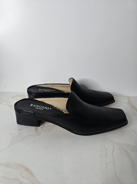 Rangoni Firenze Black Italian Leather Mule Sz 7.5 AA (Narrow)