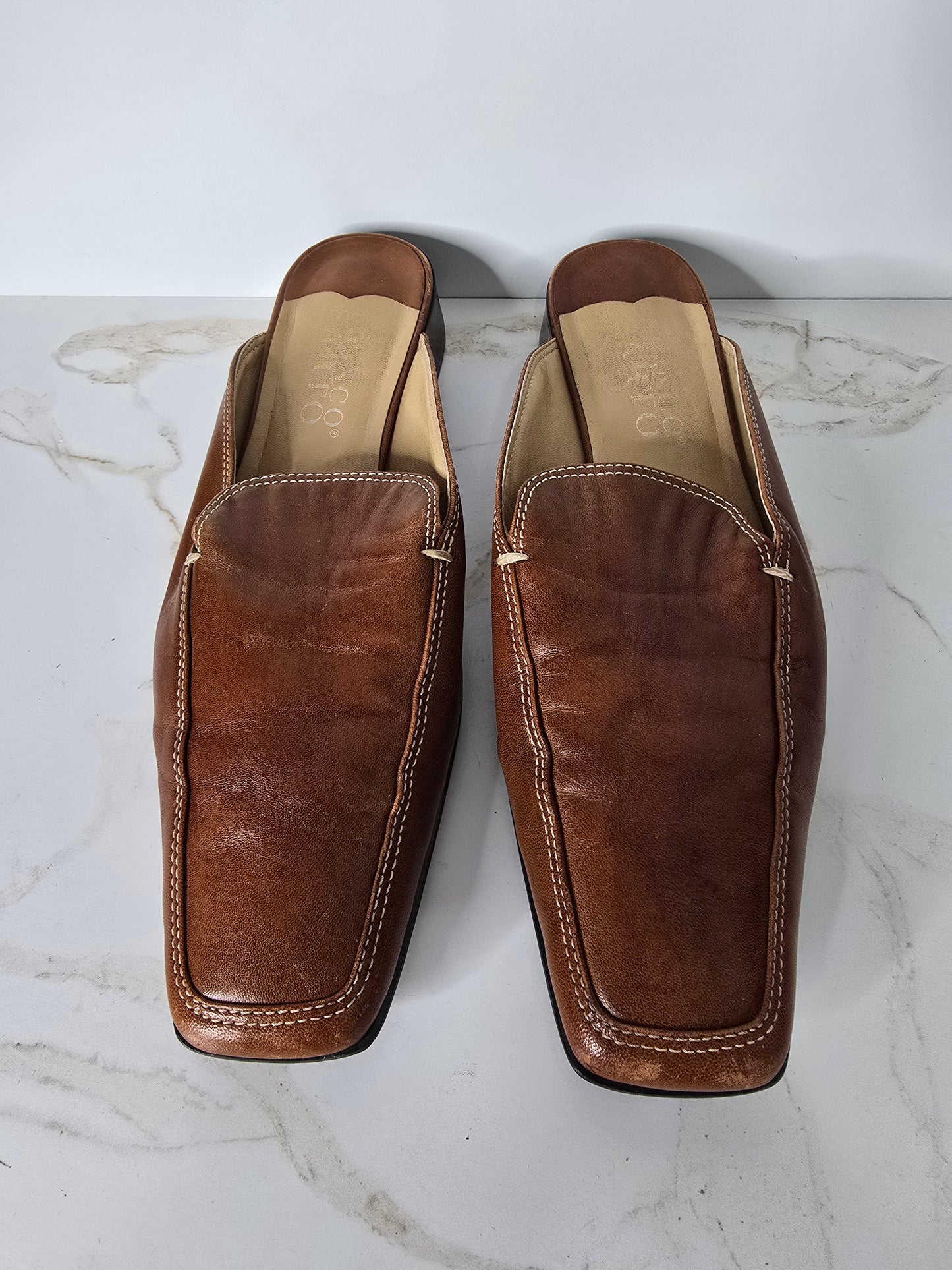 Franco Sarto Brown Leather Mule Sz 9